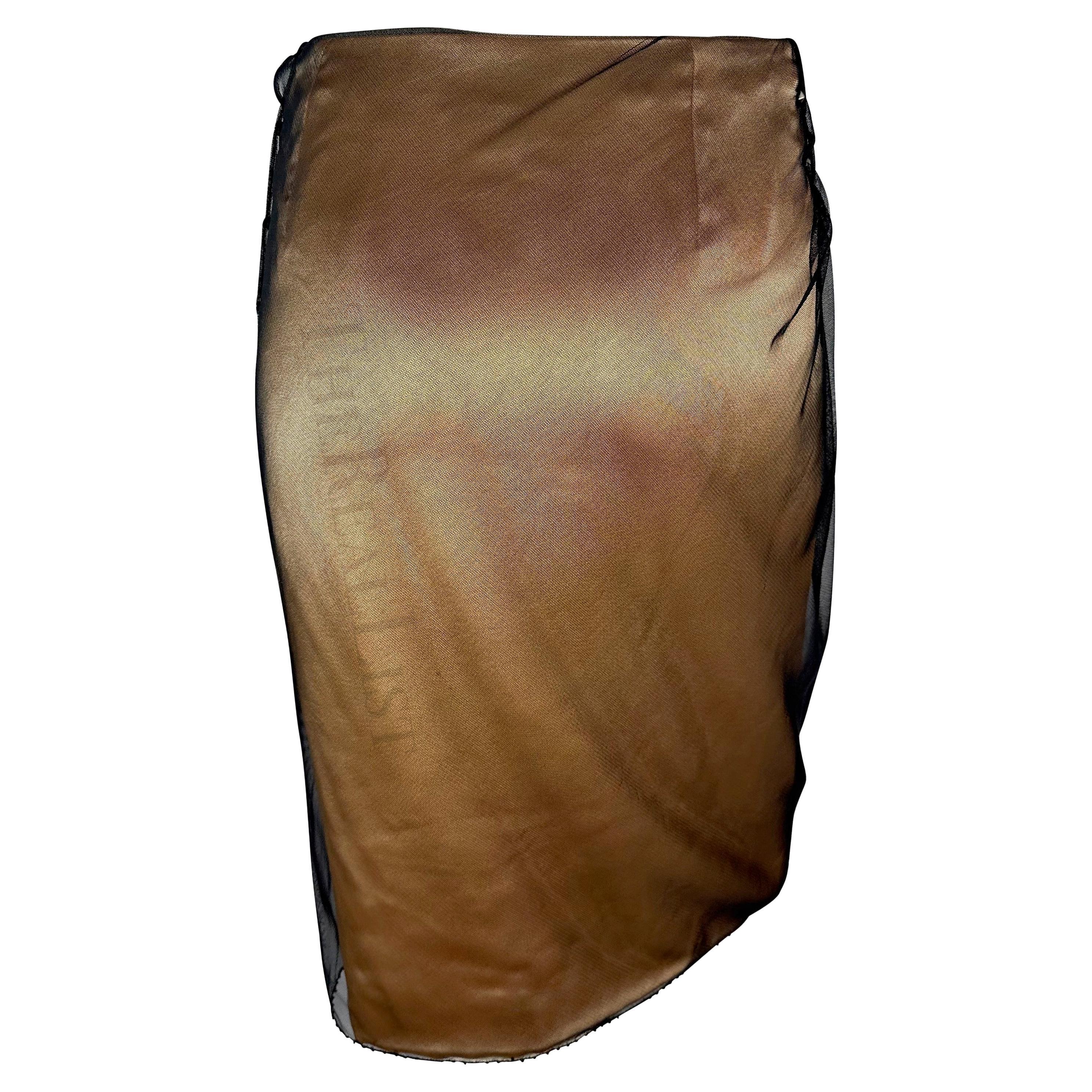 A/I 1998 Gianni Versace by Donatella Versace Runway Ad Beige Gonna in tulle con borchie in vendita 3