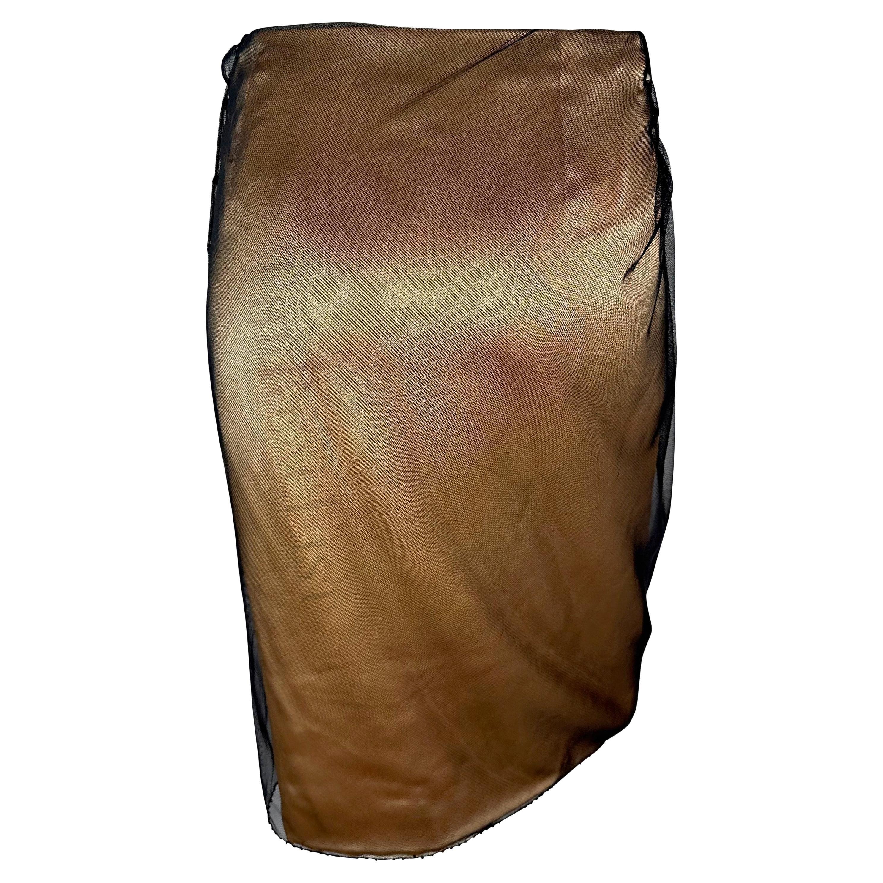 A/I 1998 Gianni Versace by Donatella Versace Runway Ad Beige Gonna in tulle con borchie in vendita 4