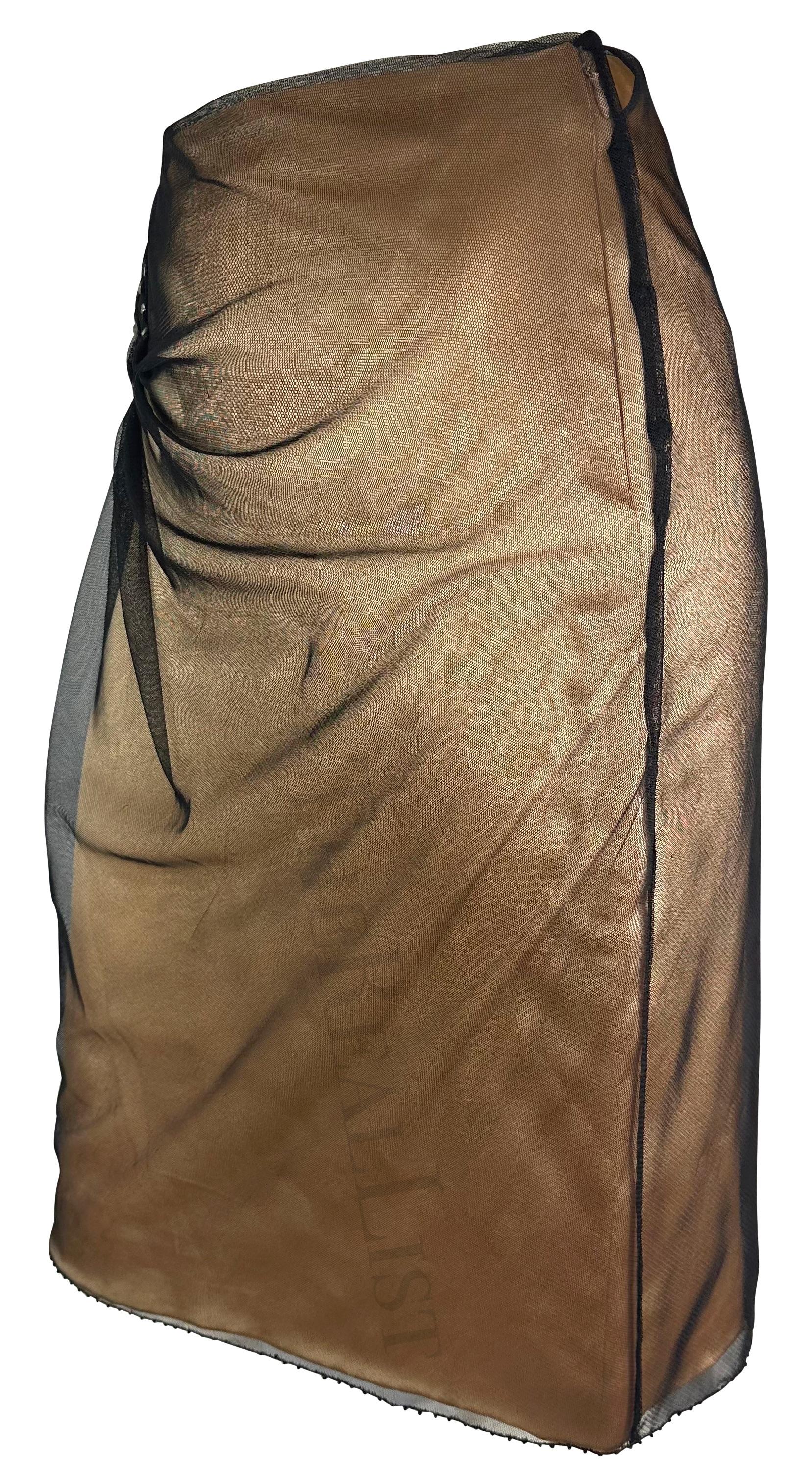 F/W 1998 Gianni Versace by Donatella Runway Ad Beige Tulle Studded Skirt For Sale 5
