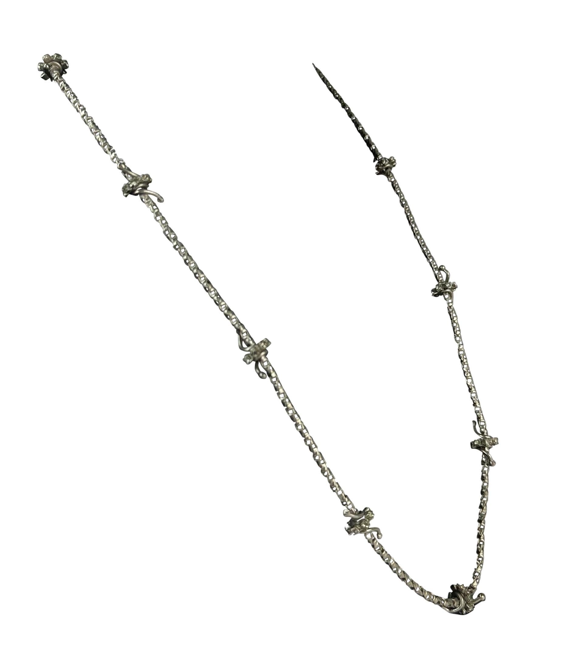 F/W 1998 Gianni Versace by Donatella Silver Rhinestone 'Barbed Wire' Necklace In Good Condition For Sale In West Hollywood, CA