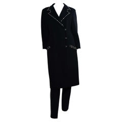 F/W 1998 Gianni Versace by Donatella Studded Wool Overcoat & Pant Set