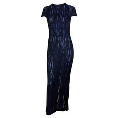 A/I 1998 Givenchy by Alexander McQueen: abito da sera in pizzo nero e blu elasticizzato