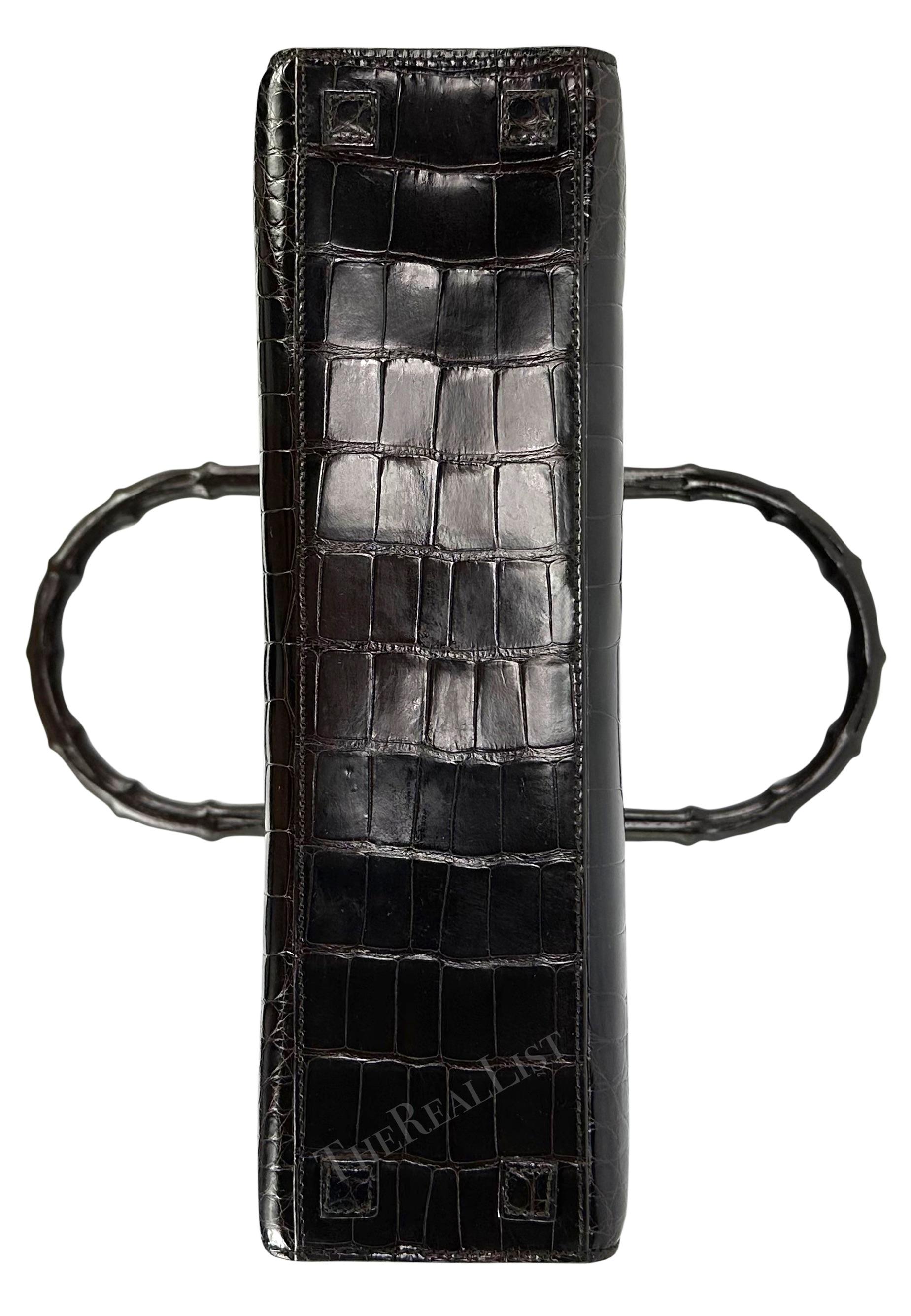 F/W 1998 Gucci by Tom Ford Ad Campaign Black Crocodile Bamboo Tote Bag  For Sale 10
