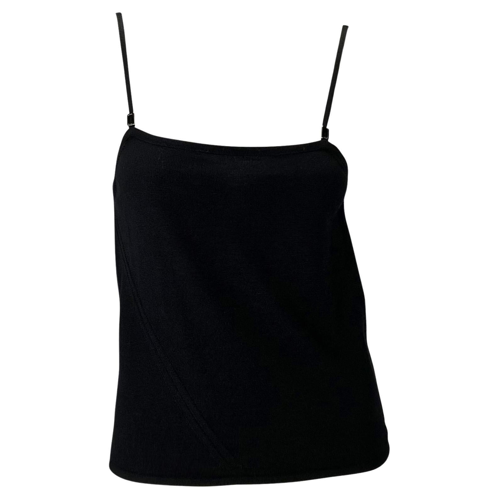 F/W 1998 Gucci by Tom Ford Black Wool Blend Knit Buckle Tank Top For Sale