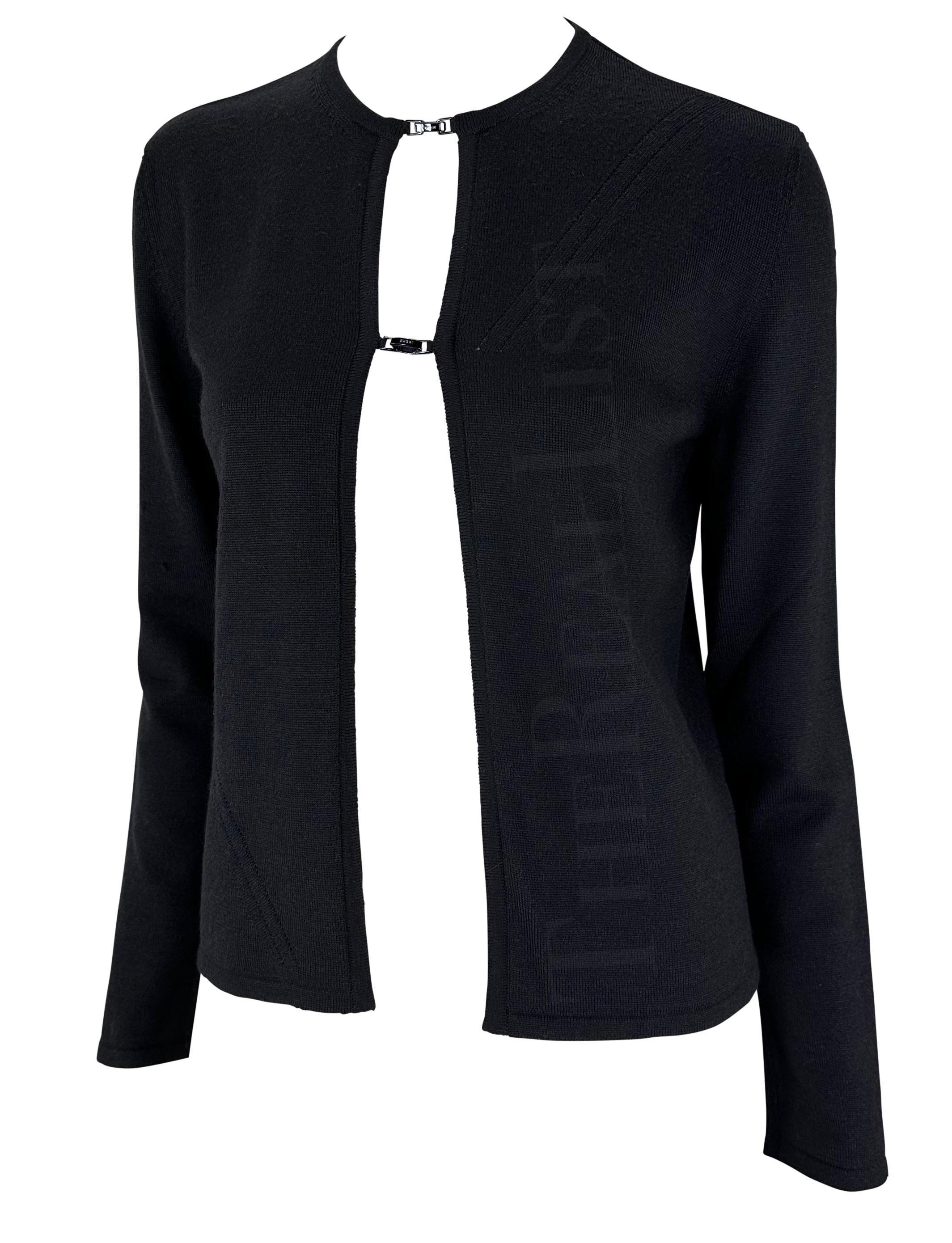 Noir Cardigan à boucle logo ouverte anthracite Gucci by Tom Ford, A/H 1998 en vente
