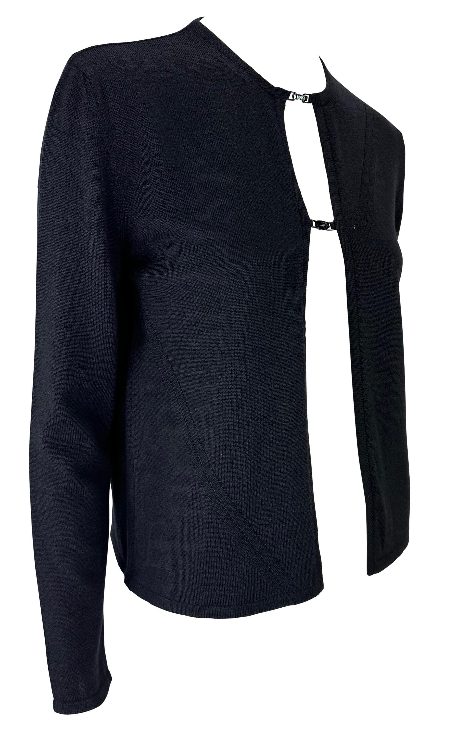 Cardigan à boucle logo ouverte anthracite Gucci by Tom Ford, A/H 1998 en vente 2