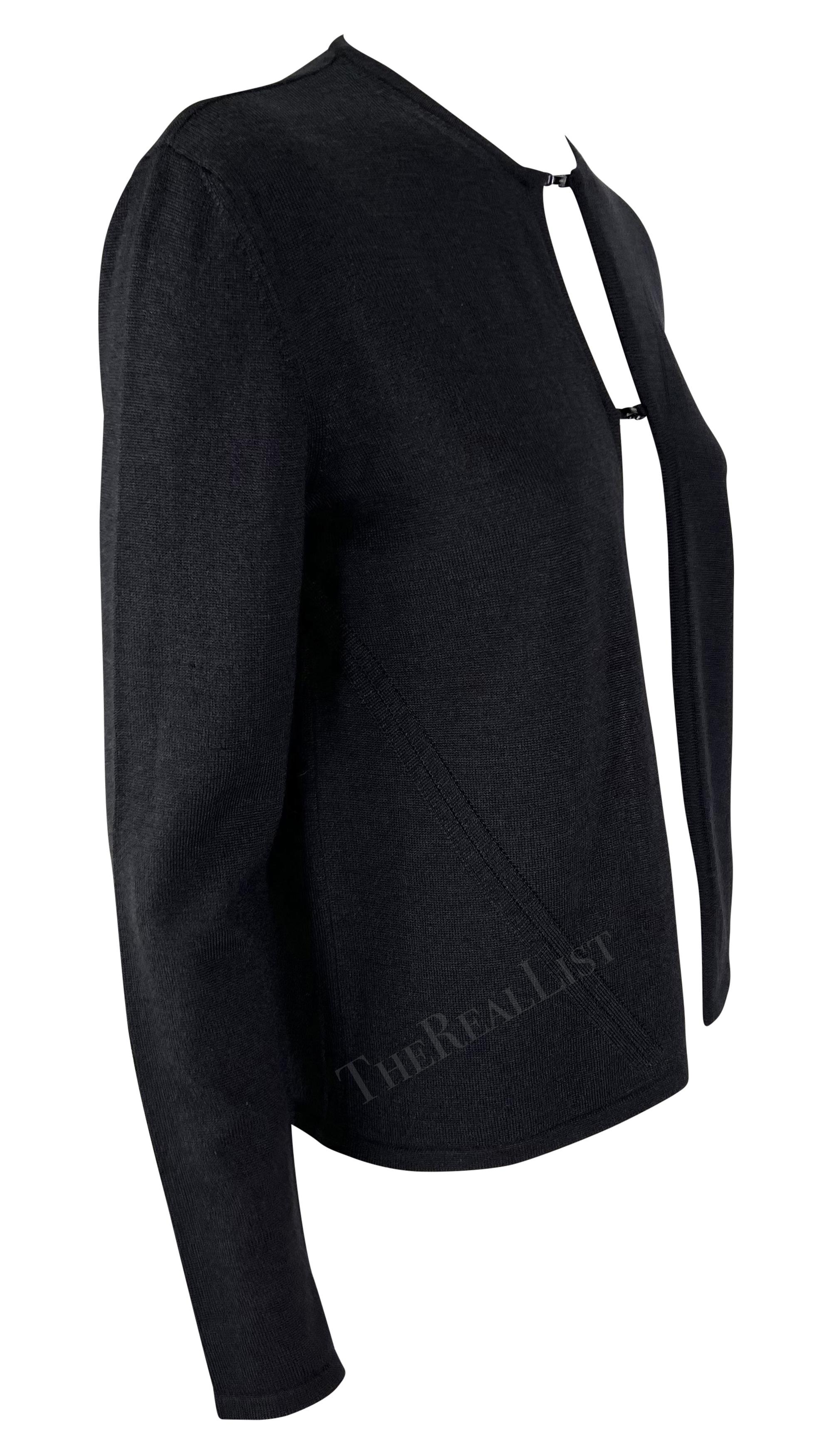 A/I 1998 Gucci by Tom Ford Top cardigan con fibbia con logo aperto color carbone in vendita 3