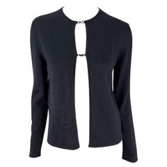 F/W 1998 Gucci for Tom Ford Holzkohlefarbenes Cardigan-Oberteil mit offener Logo-Schnalle