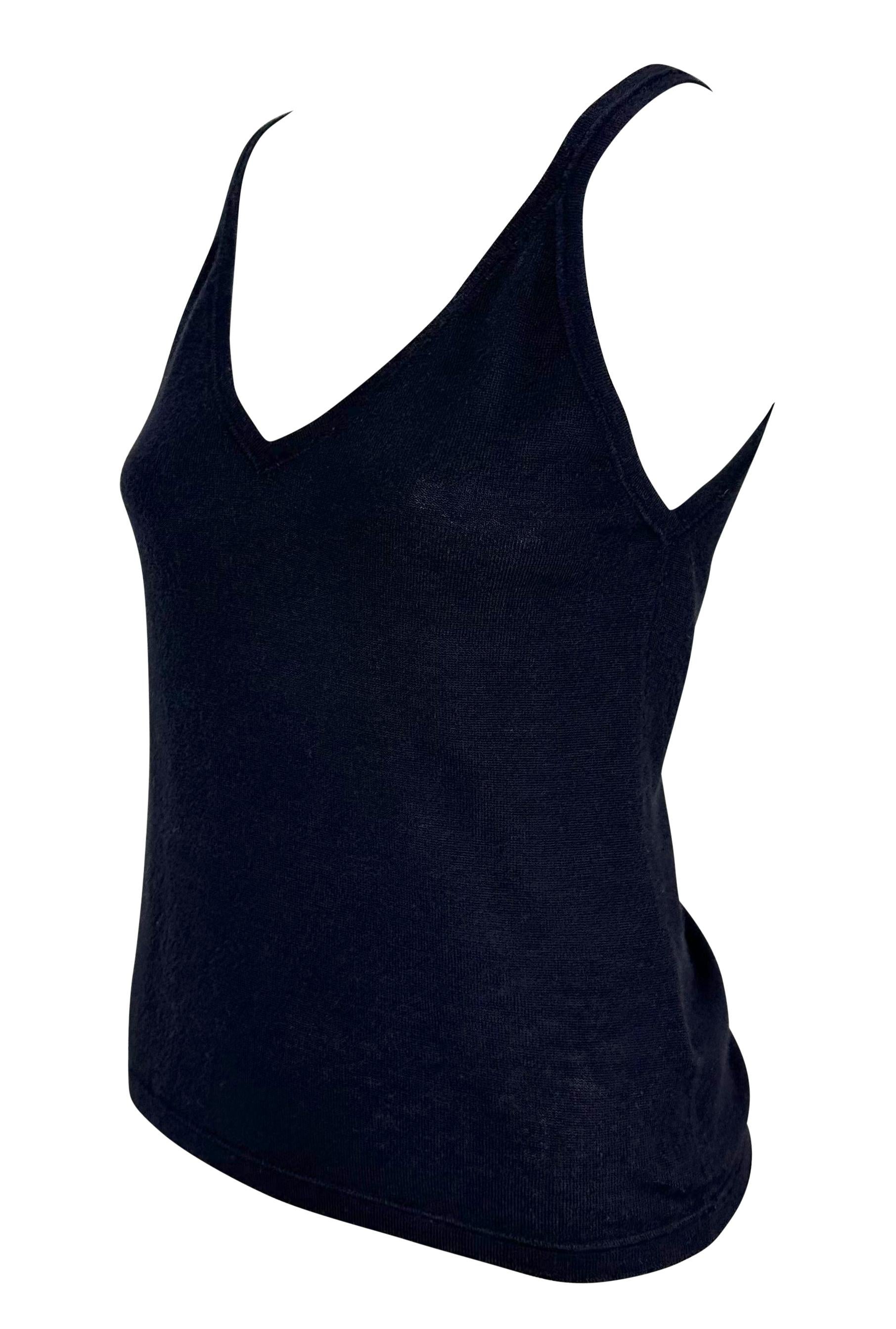 Nero A/I 1998 Gucci by Tom Ford Canotta in cachemire blu scuro semi trasparente in vendita