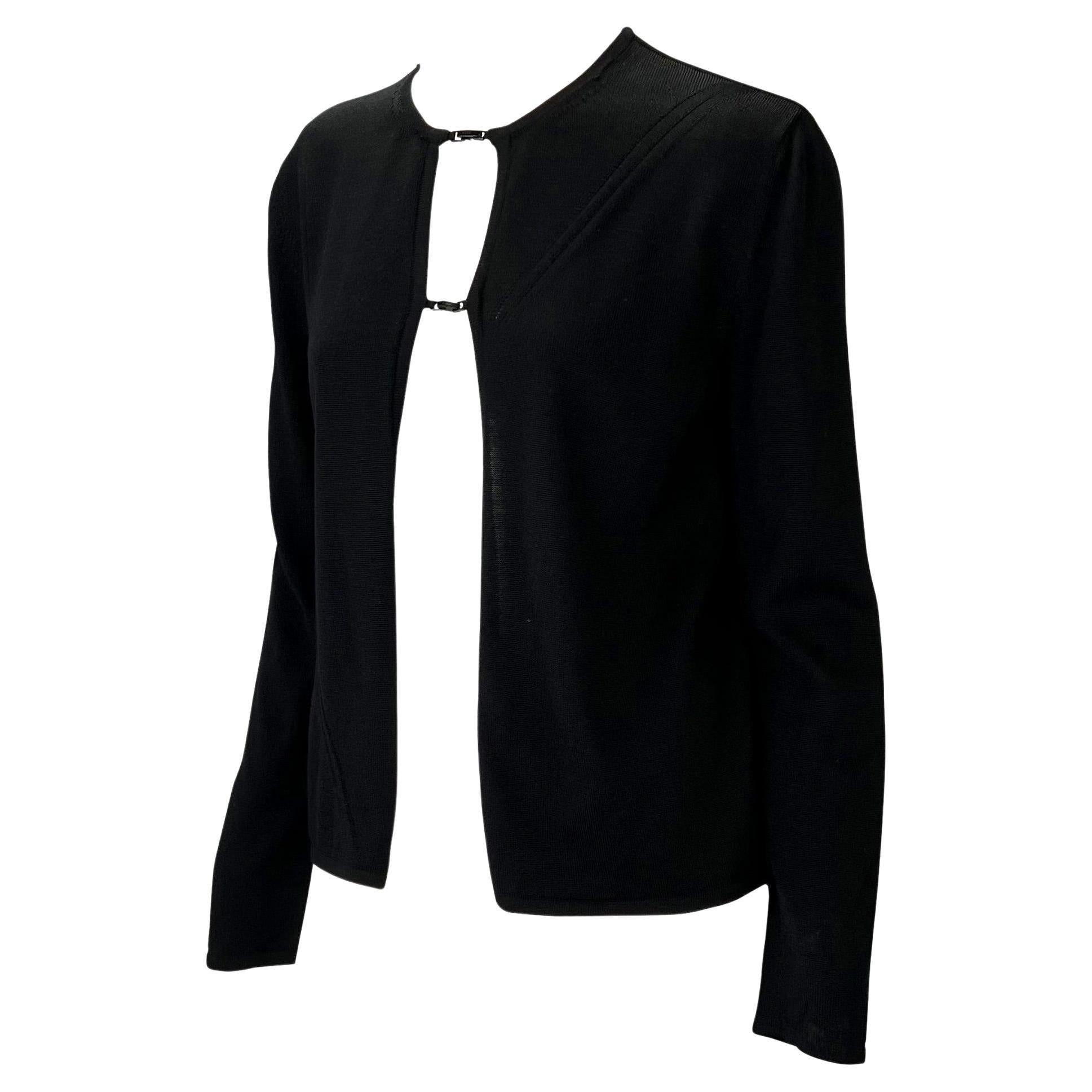 Noir Cardigan Gucci by Tom Ford à double boucle en maille de laine noire, A/H 1998 en vente