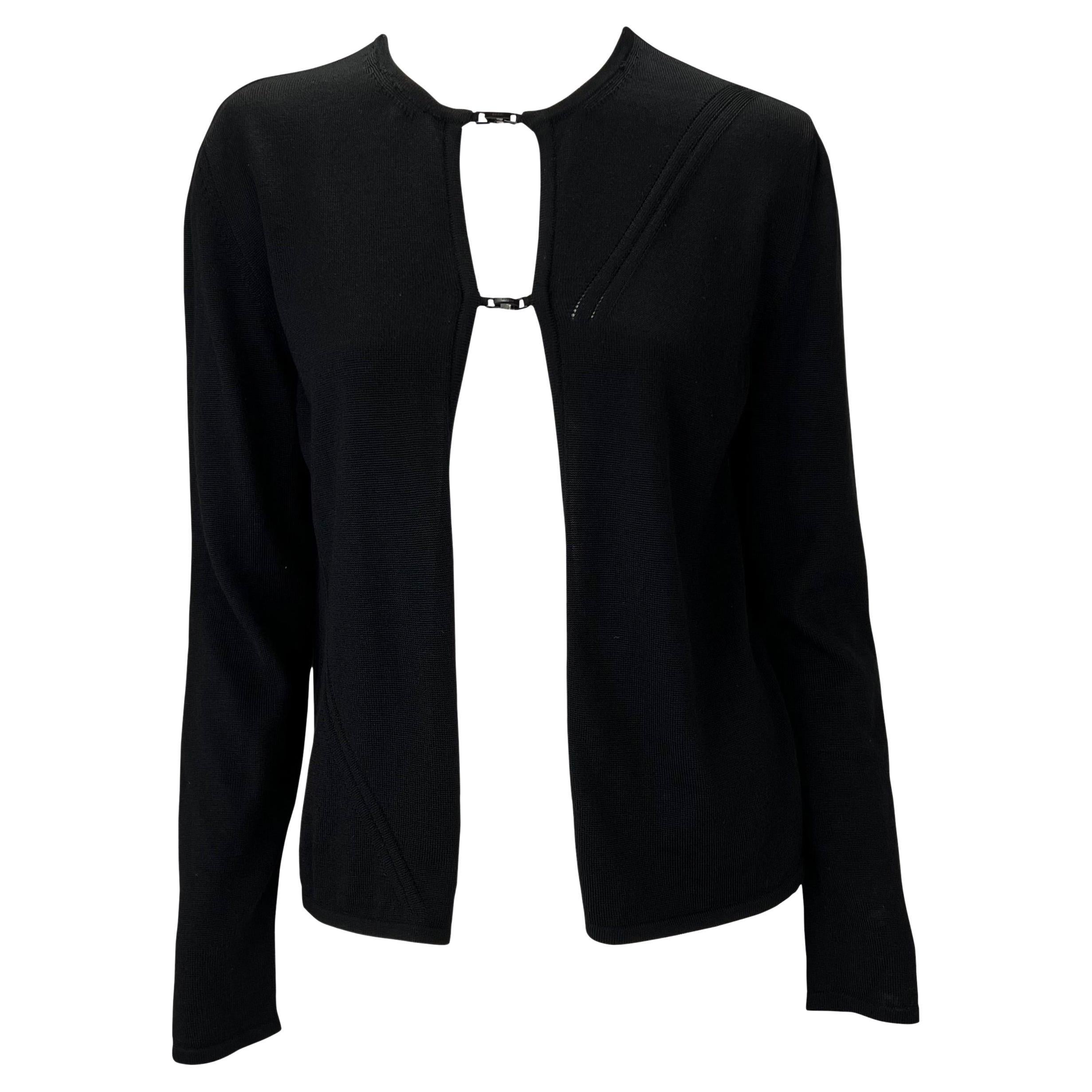 F/W 1998 Gucci by Tom Ford Double Buckle Black Knit Wool Cardigan Top