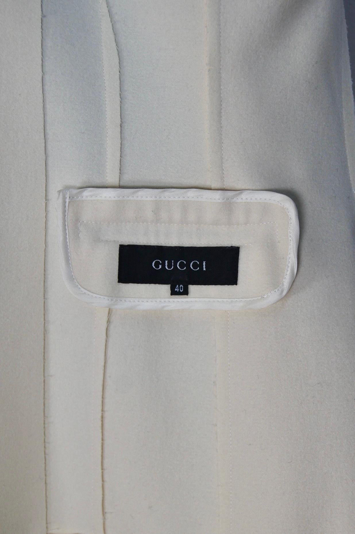 F/W 1998 Gucci by Tom Ford pasarela conjunto blazer y pantalón de lana crudo 8