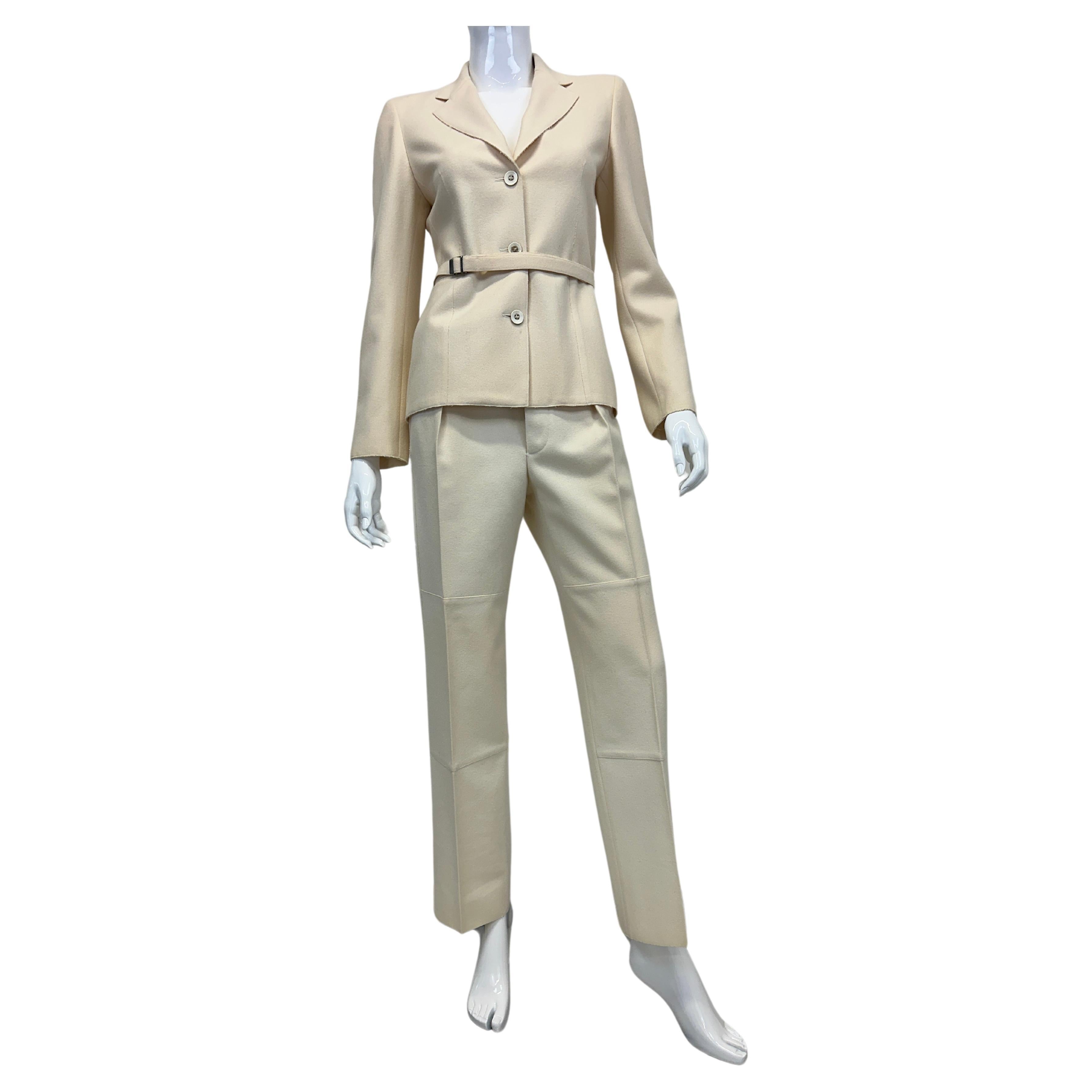F/W 1998 Gucci by Tom Ford runway ecru wool set blazer and pants