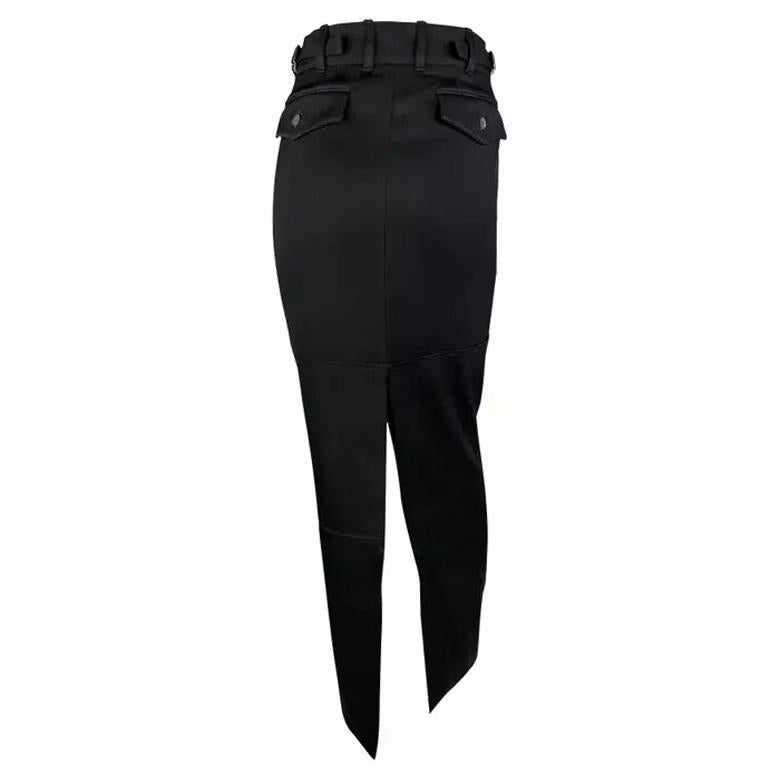 F/W 1998 Gucci by Tom Ford Runway Ad Black Buckle Wool Slit Maxi Skirt