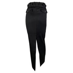 F/W 1998 Gucci by Tom Ford Runway Ad Black Buckle Wool Slit Maxi Skirt