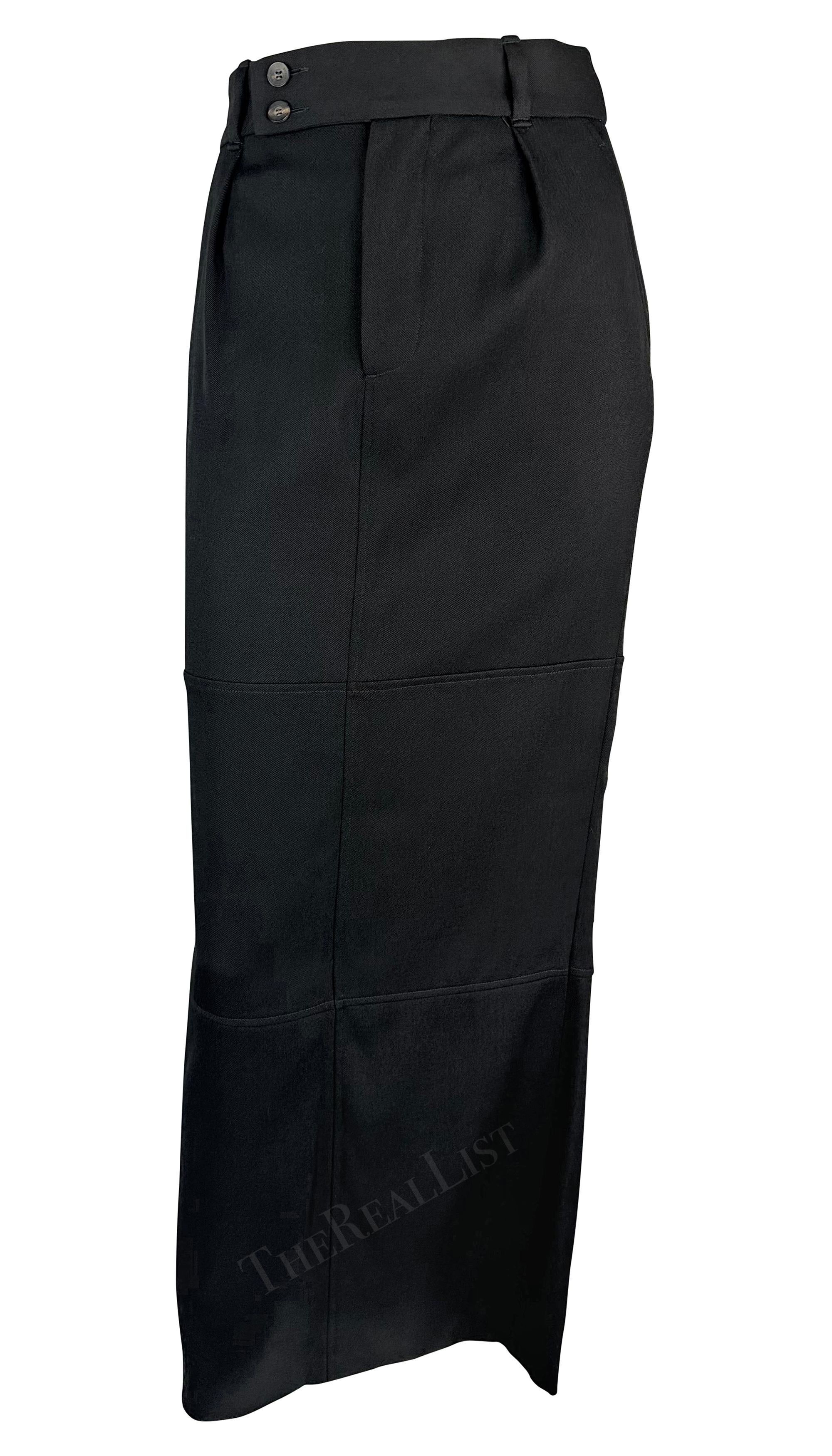 F/W 1998 Gucci by Tom Ford Runway Ad Black Buckle Wool Slit Maxi Skirt For Sale 4