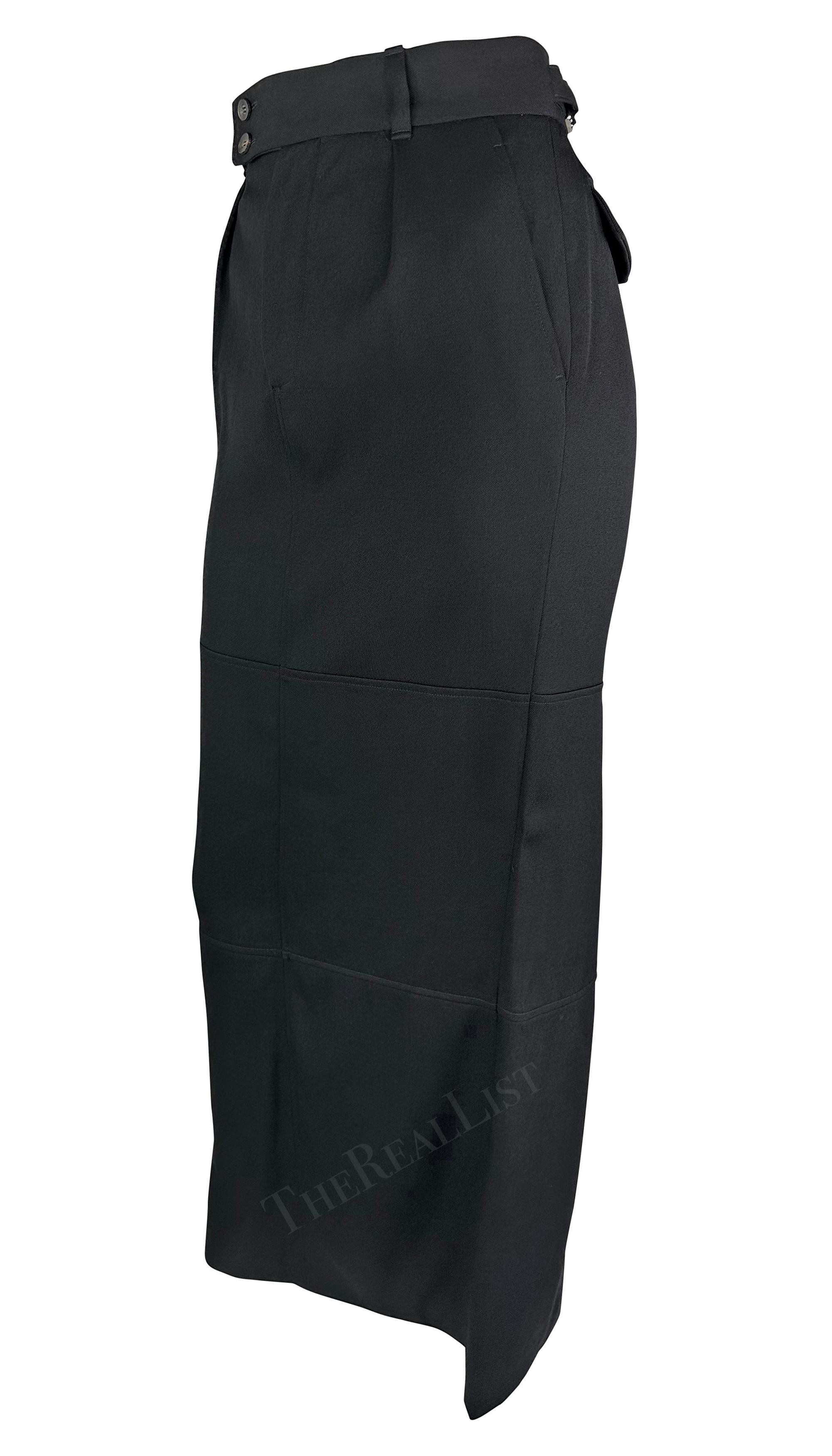 F/W 1998 Gucci by Tom Ford Runway Ad Black Buckle Wool Slit Maxi Skirt For Sale 5