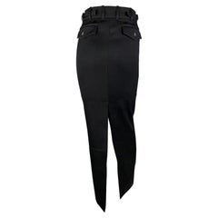 F/W 1998 Gucci by Tom Ford Runway Ad Black Buckle Wool Slit Maxi Skirt