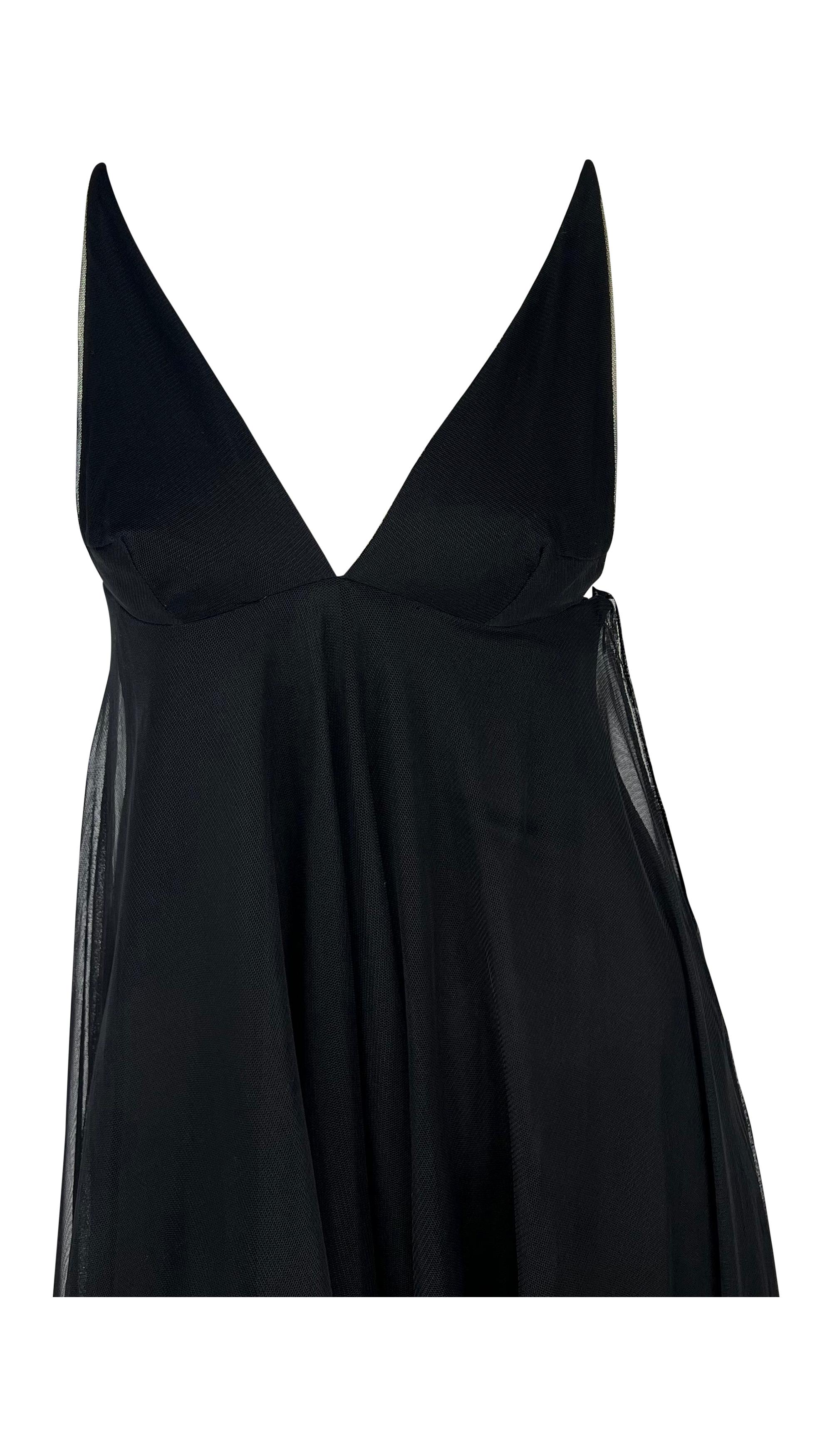 Gucci par Tom Ford Runway, robe noire à décolleté superposé et décolleté plongeant, A/H 1998 Pour femmes en vente