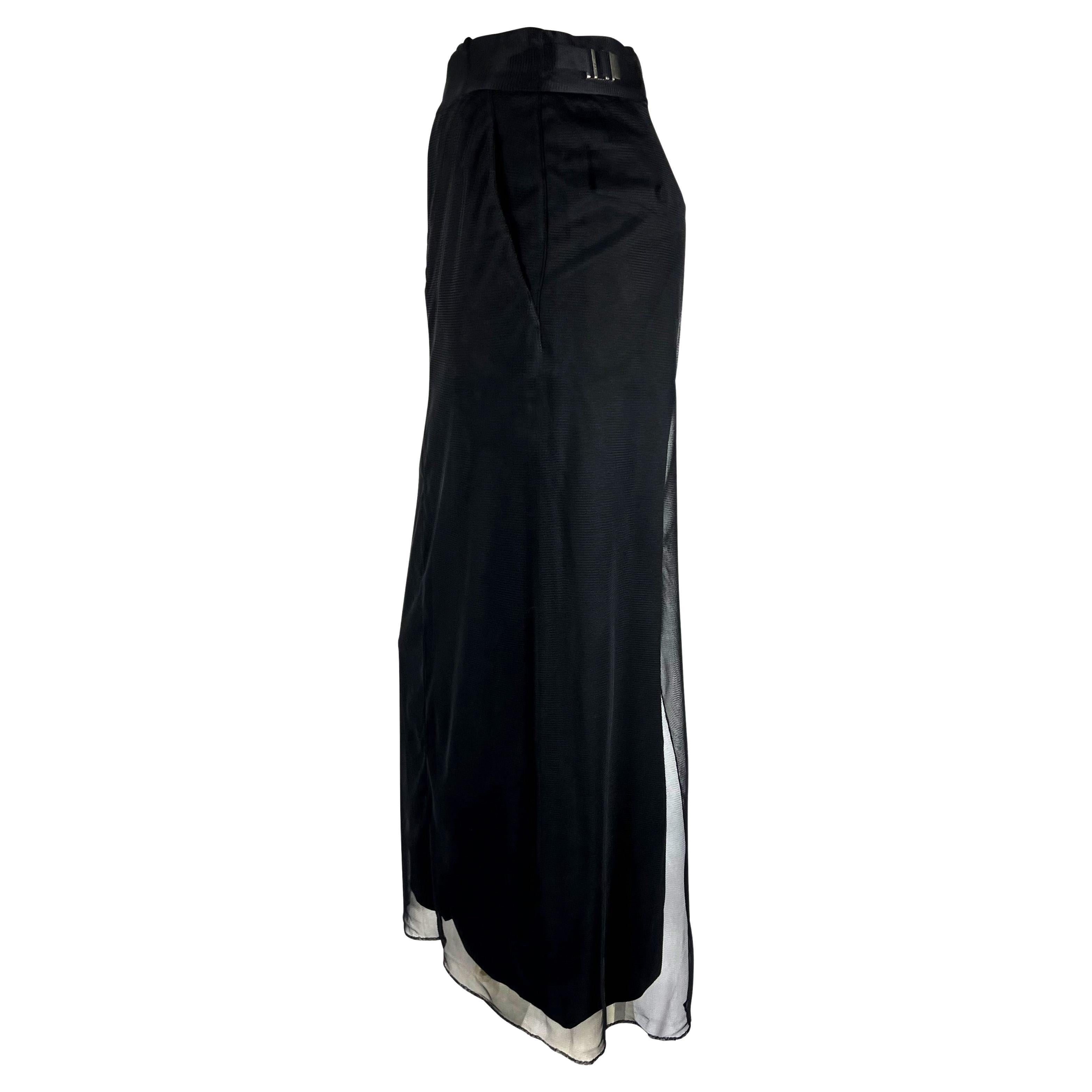 Women's F/W 1998 Gucci by Tom Ford Runway Black Tulle Overlay Tapered Maxi Skirt For Sale