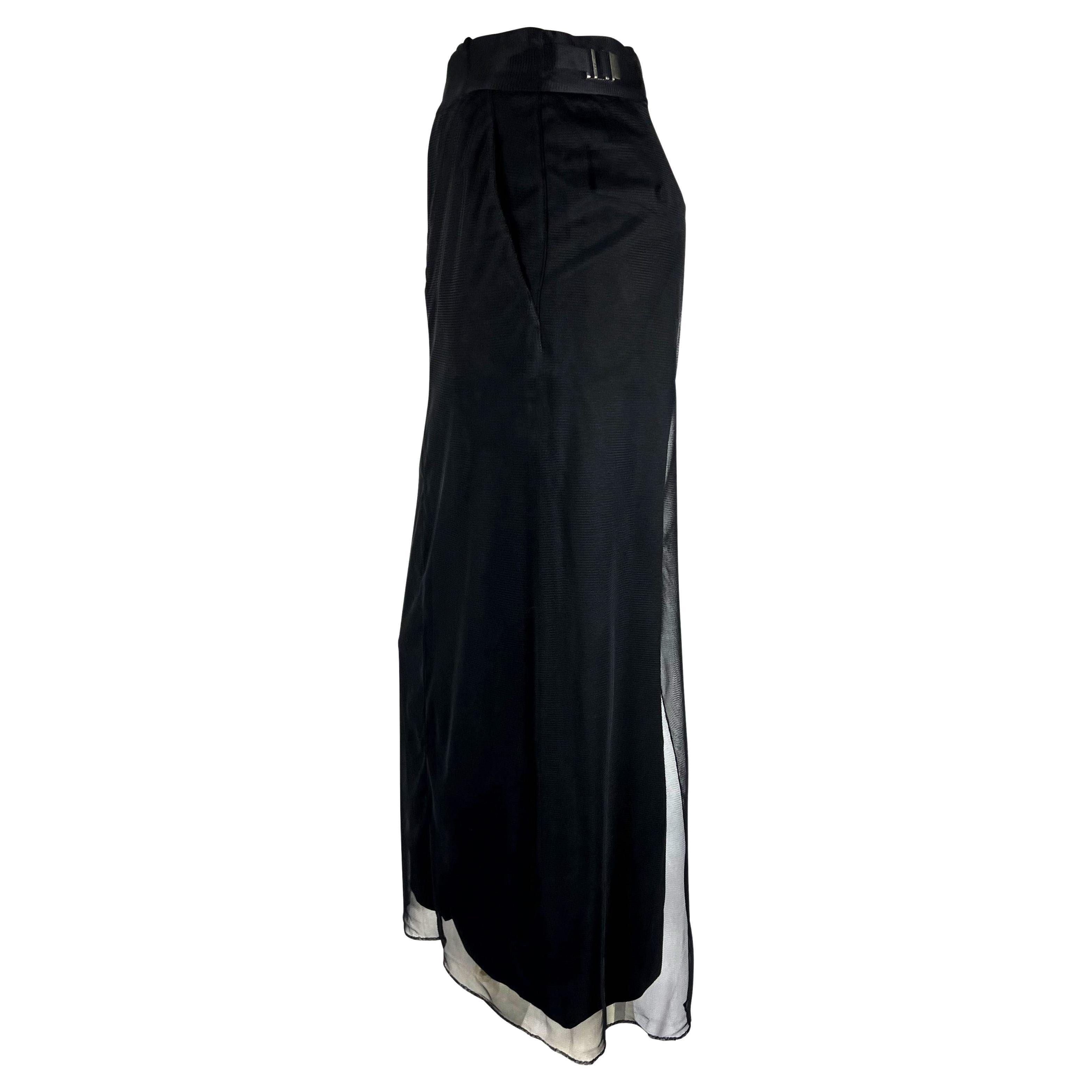 F/W 1998 Gucci by Tom Ford Runway Noir Tulle Overlay Tapered Maxi Skirt en vente 1