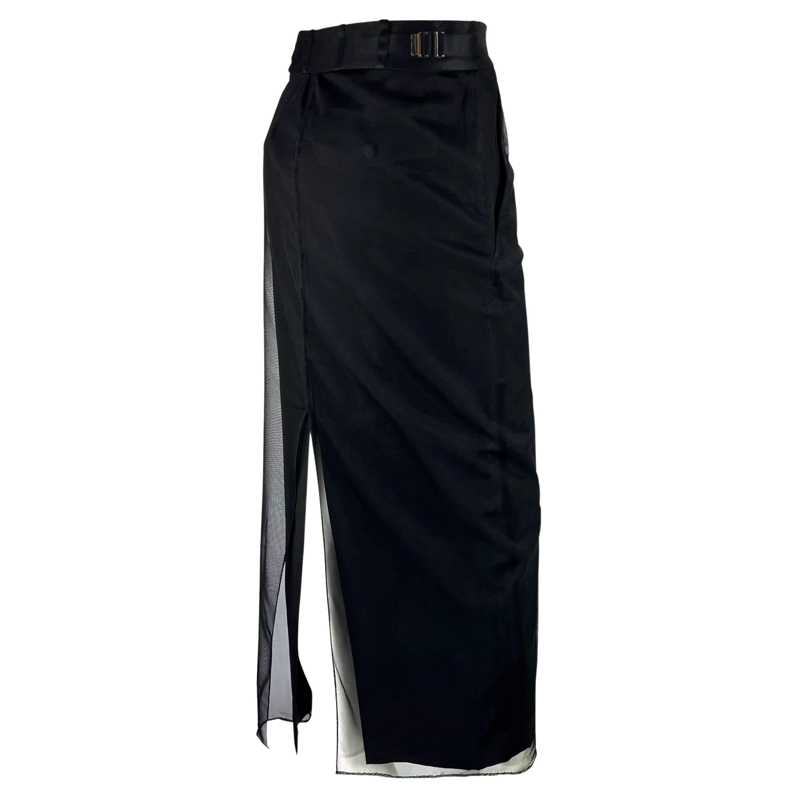F/W 1998 Gucci by Tom Ford Runway Black Tulle Overlay Tapered Maxi Skirt For Sale 2