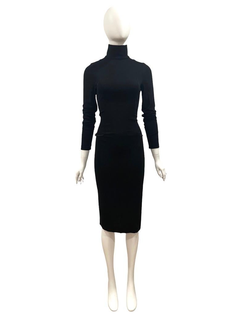 F/W 1998 Gucci by Tom Ford Semi-Sheer Black Bodycon Dress For Sale 1