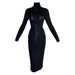 F/W 1998 Gucci by Tom Ford Semi-Sheer Bond Girl L/S Black Bodycon Dress