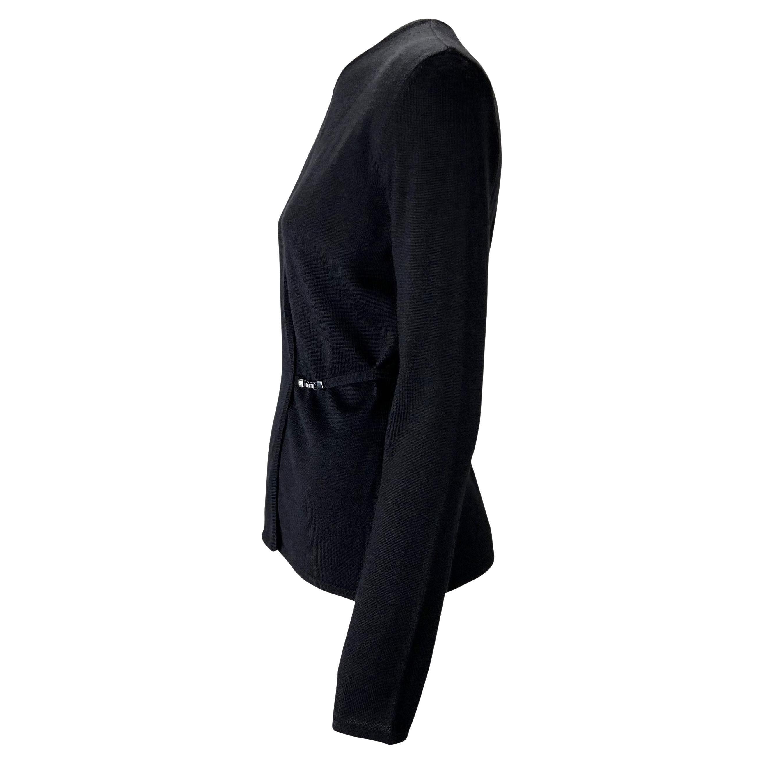 Noir F/W 1998 Gucci by Tom Ford Wraparound Black Wool Blend Cardigan Sweater Top en vente