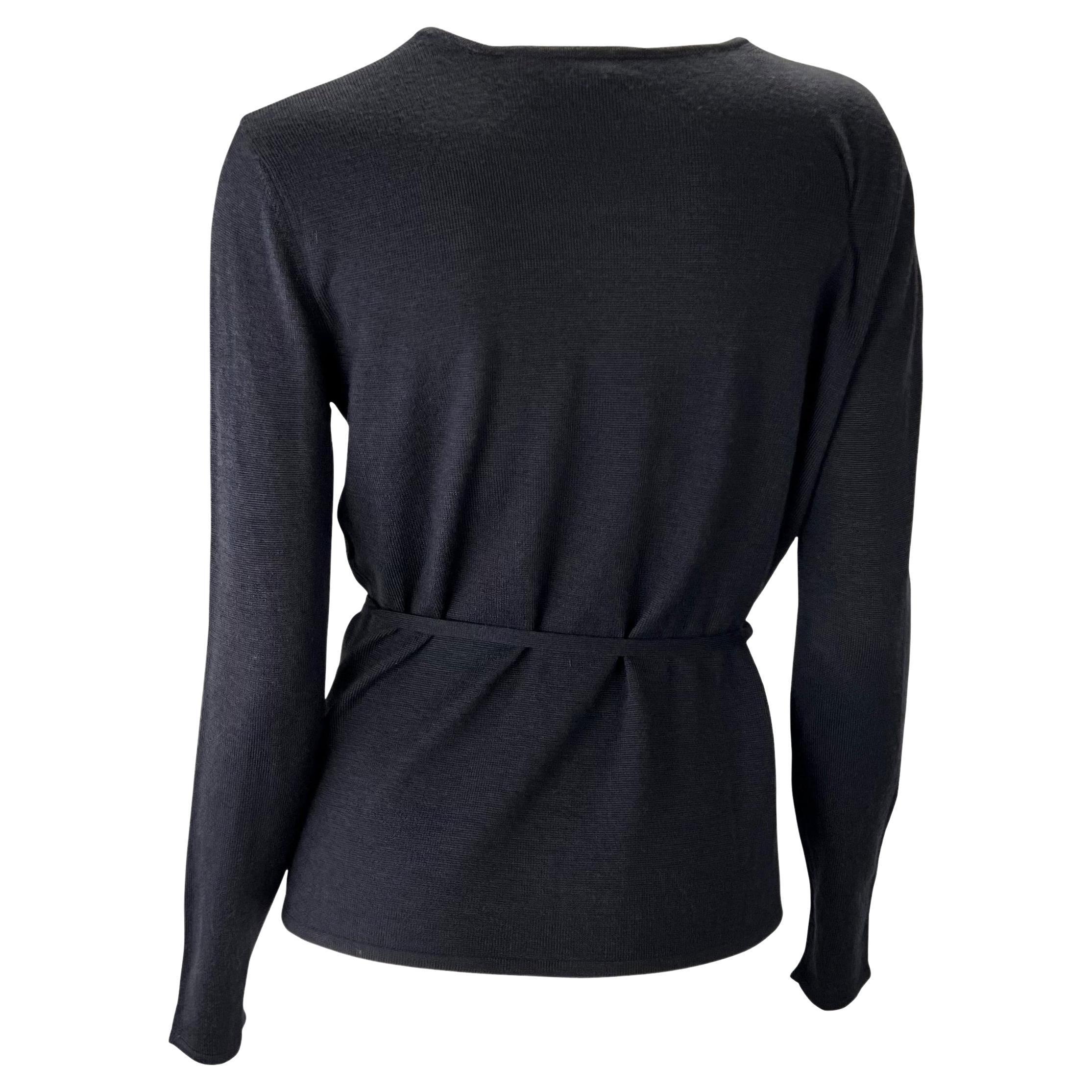 F/W 1998 Gucci by Tom Ford Wraparound Black Wool Blend Cardigan Sweater Top Excellent état - En vente à West Hollywood, CA