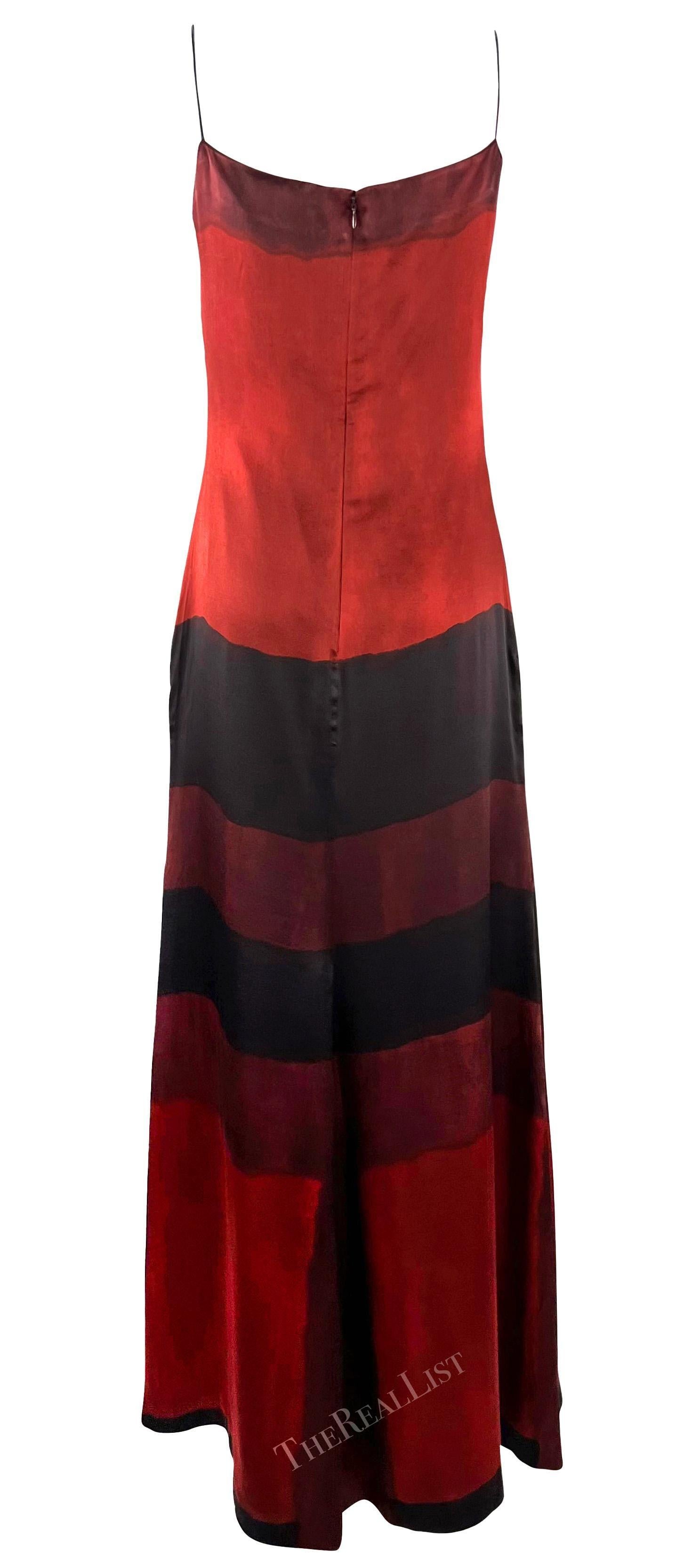 A/I 1998 Guy Laroche by Albert Elbaz Abito in seta rossa con stampa d'arte astratta in vendita 1