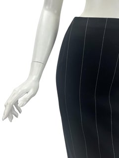 F/W 1998 Iconic Vintage Gianni Versace Couture Pinstripe Long Skirt w/ High Slit