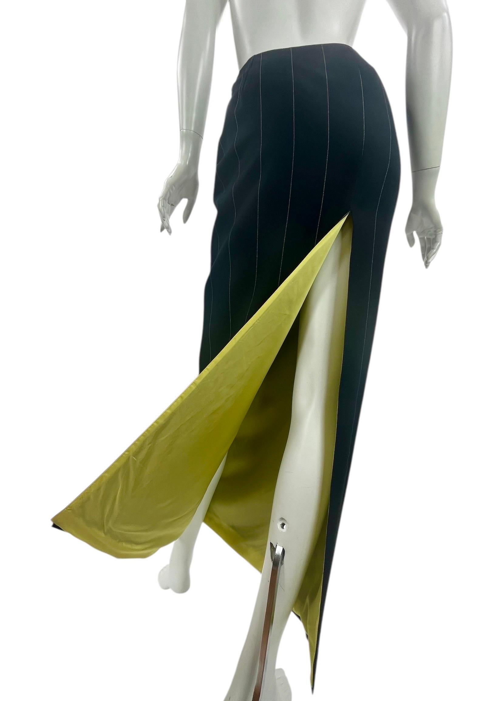 F/W 1998 Iconic Vintage Gianni Versace Couture Falda larga a rayas con abertura alta en Nuevo estado para la venta en Montgomery, TX