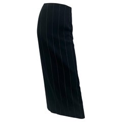 F/W 1998 Iconic Vintage Gianni Versace Couture Pinstripe Long Skirt w/ High Slit
