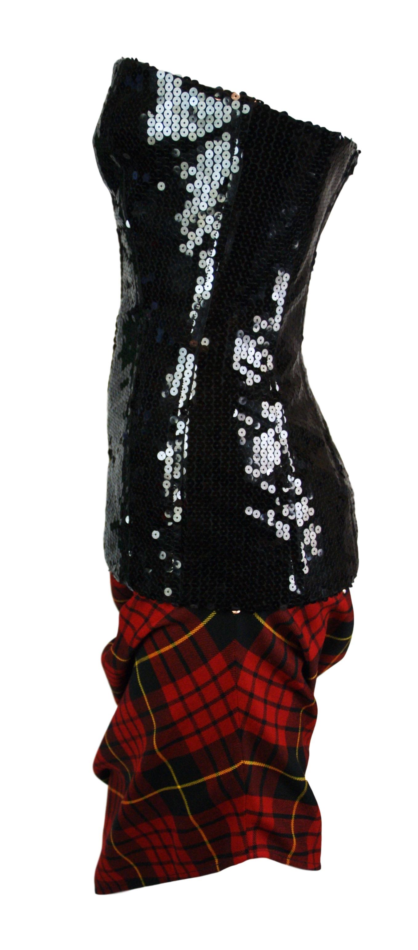 Black  F/W 1998 Joan Alexander McQueen Bustier Tartan Skirt Set In CR Fashion Book 11
