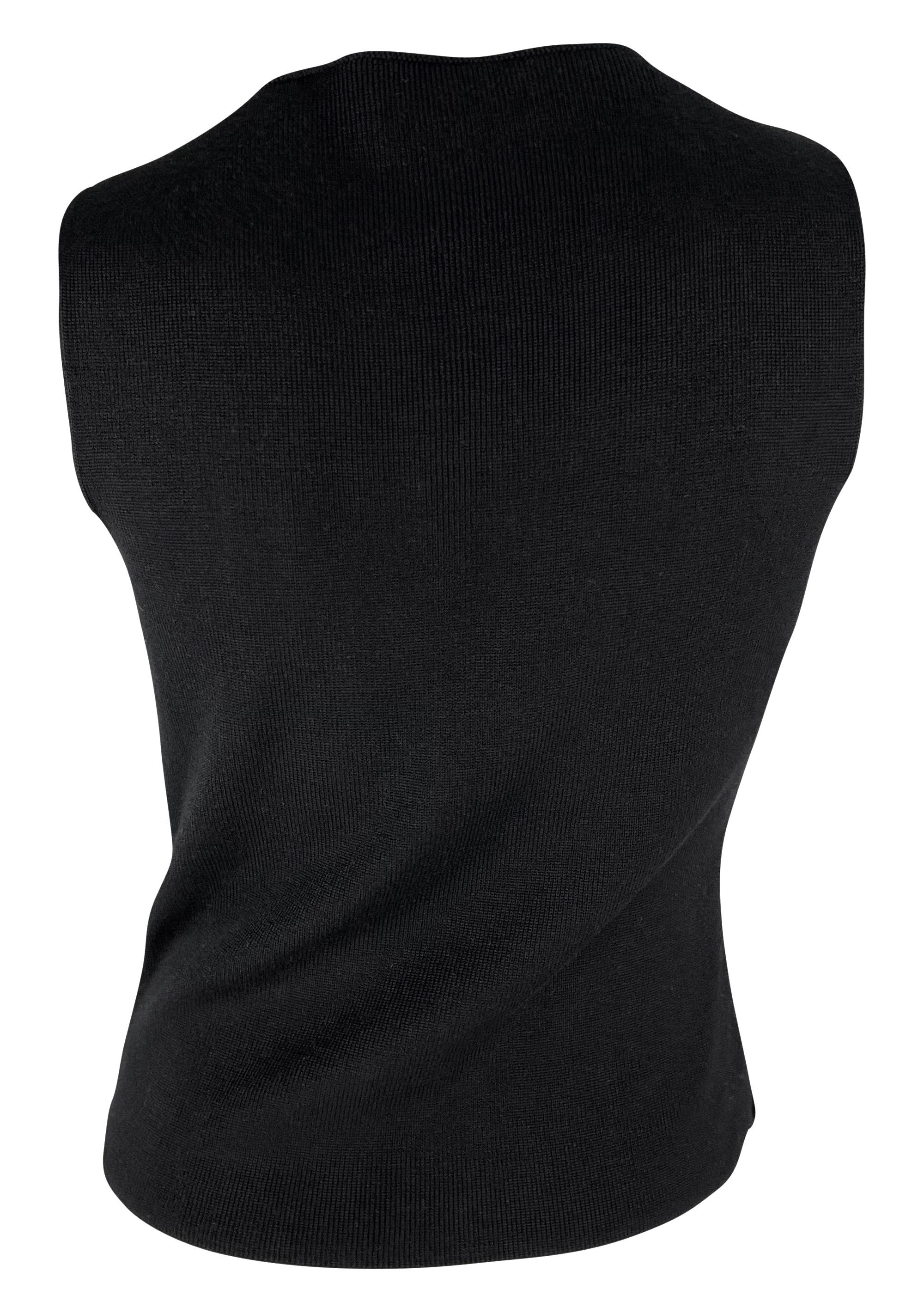F/W 1998 Prada Runway Black Astrakhan Fur Panel Wool Sleeveless Top 2