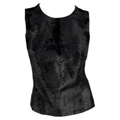 F/W 1998 Prada Runway Black Astrakhan Fur Panel Wool Sleeveless Top