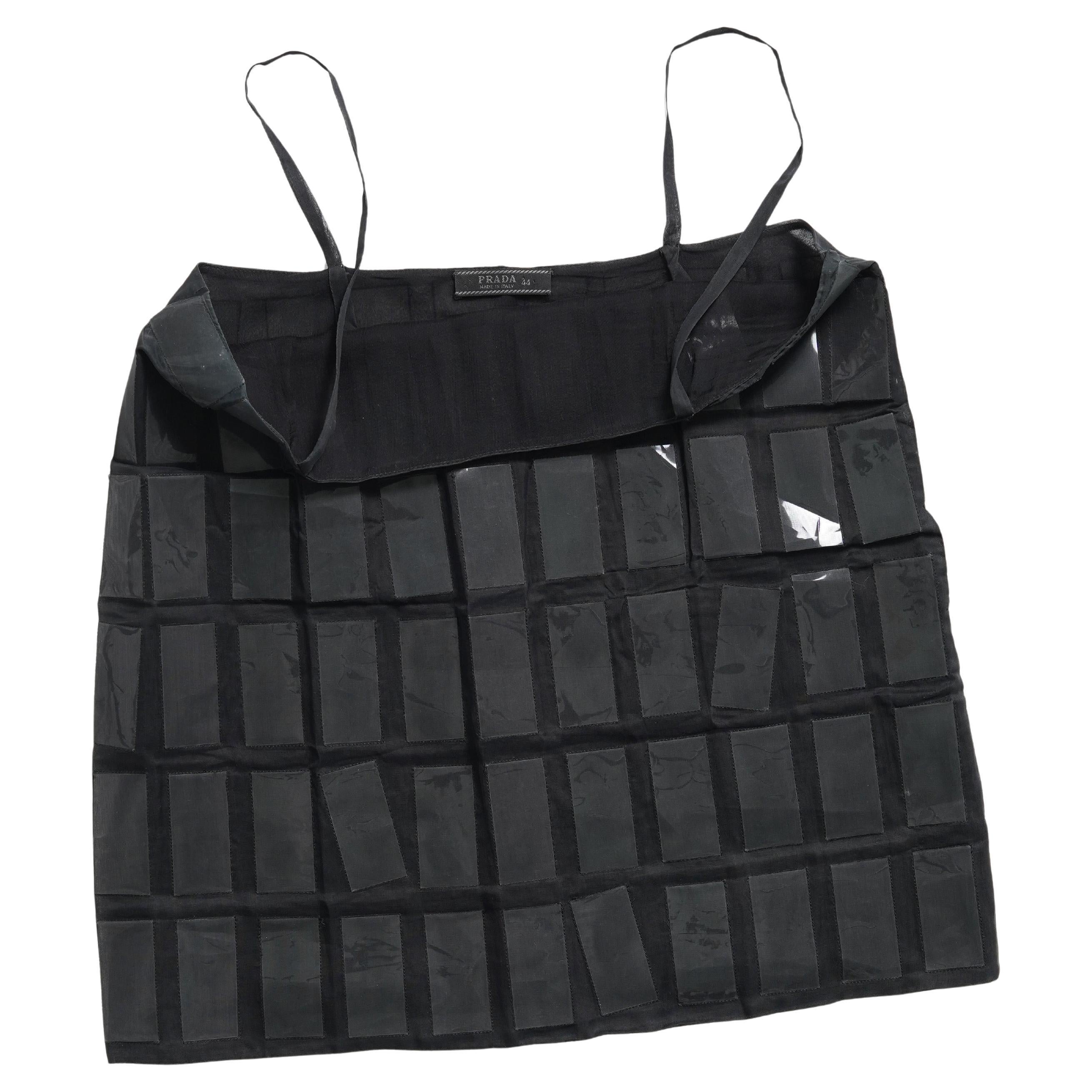 F/W 1998 Prada Runway Sheer Black Silk and Plastic Tile Camisole Top For Sale 8