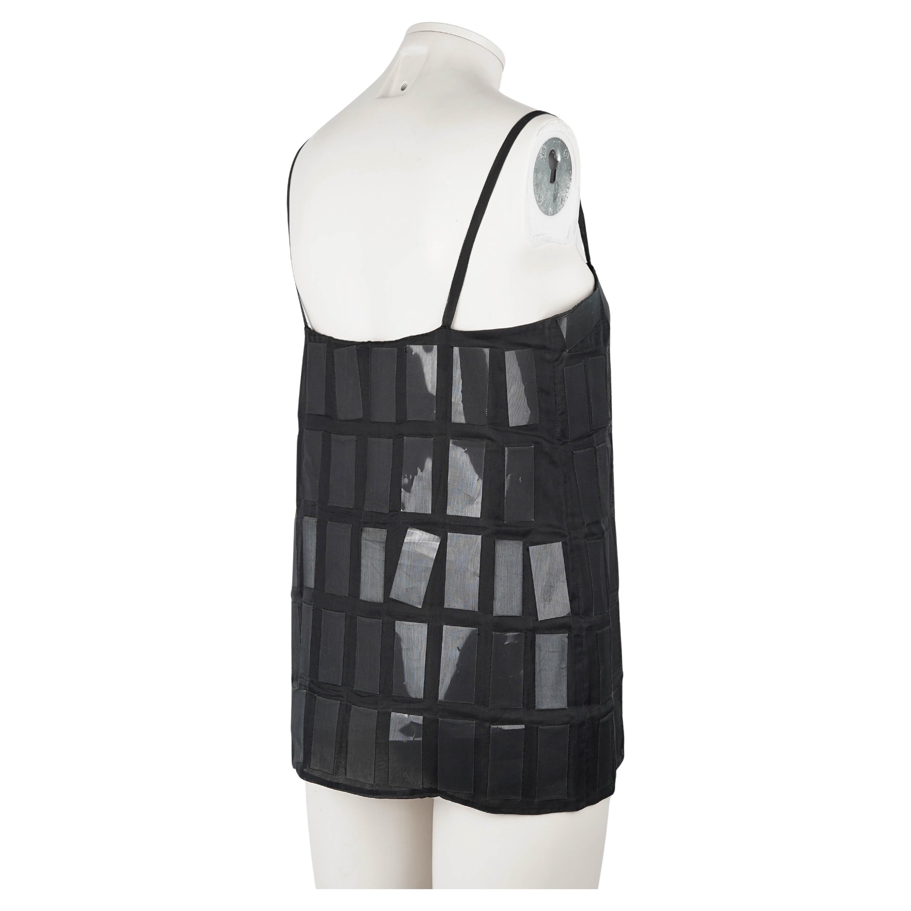 F/W 1998 Prada Runway Sheer Black Silk and Plastic Tile Camisole Top For Sale 1