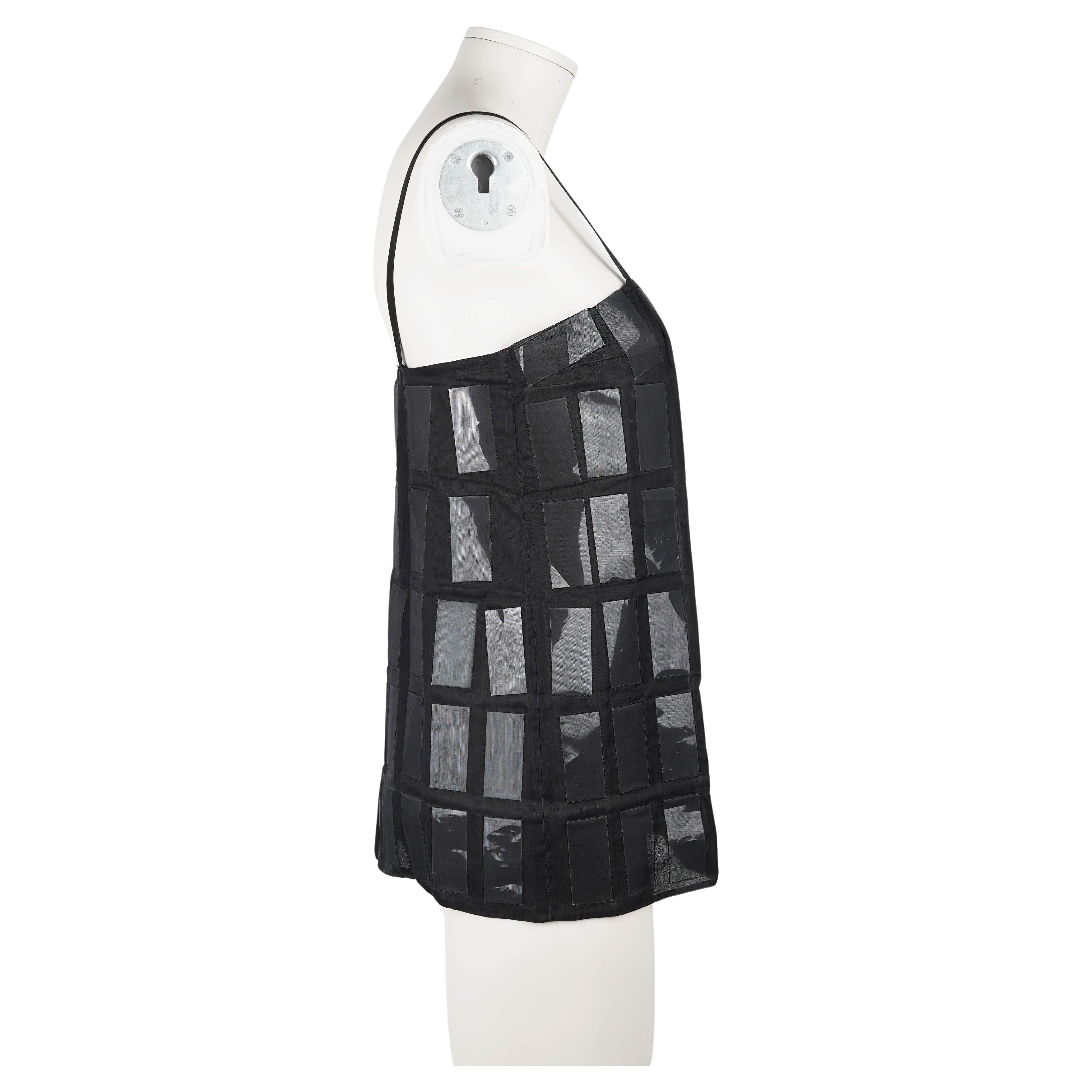 F/W 1998 Prada Runway Sheer Black Silk and Plastic Tile Camisole Top For Sale 2