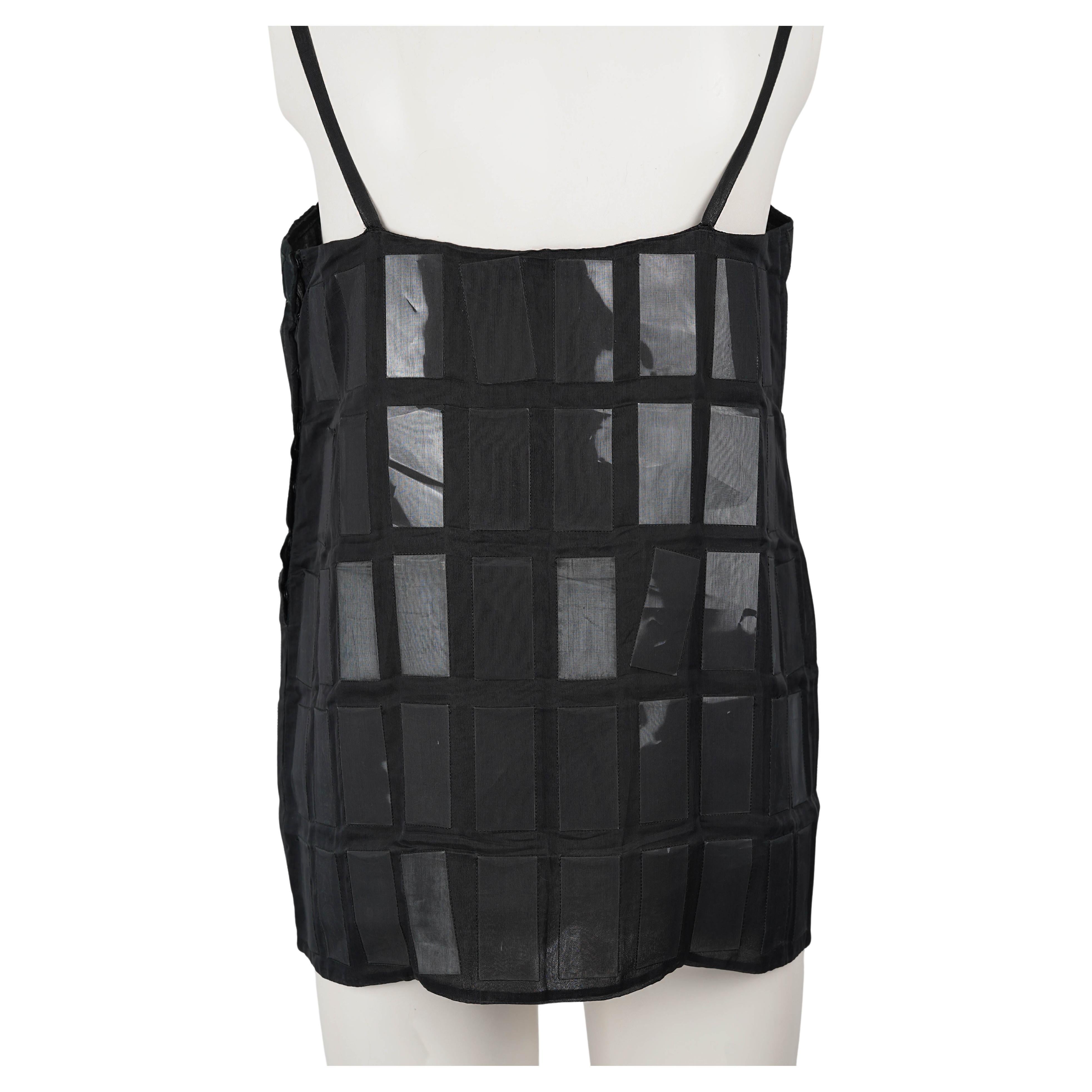 F/W 1998 Prada Runway Sheer Black Silk and Plastic Tile Camisole Top For Sale 3