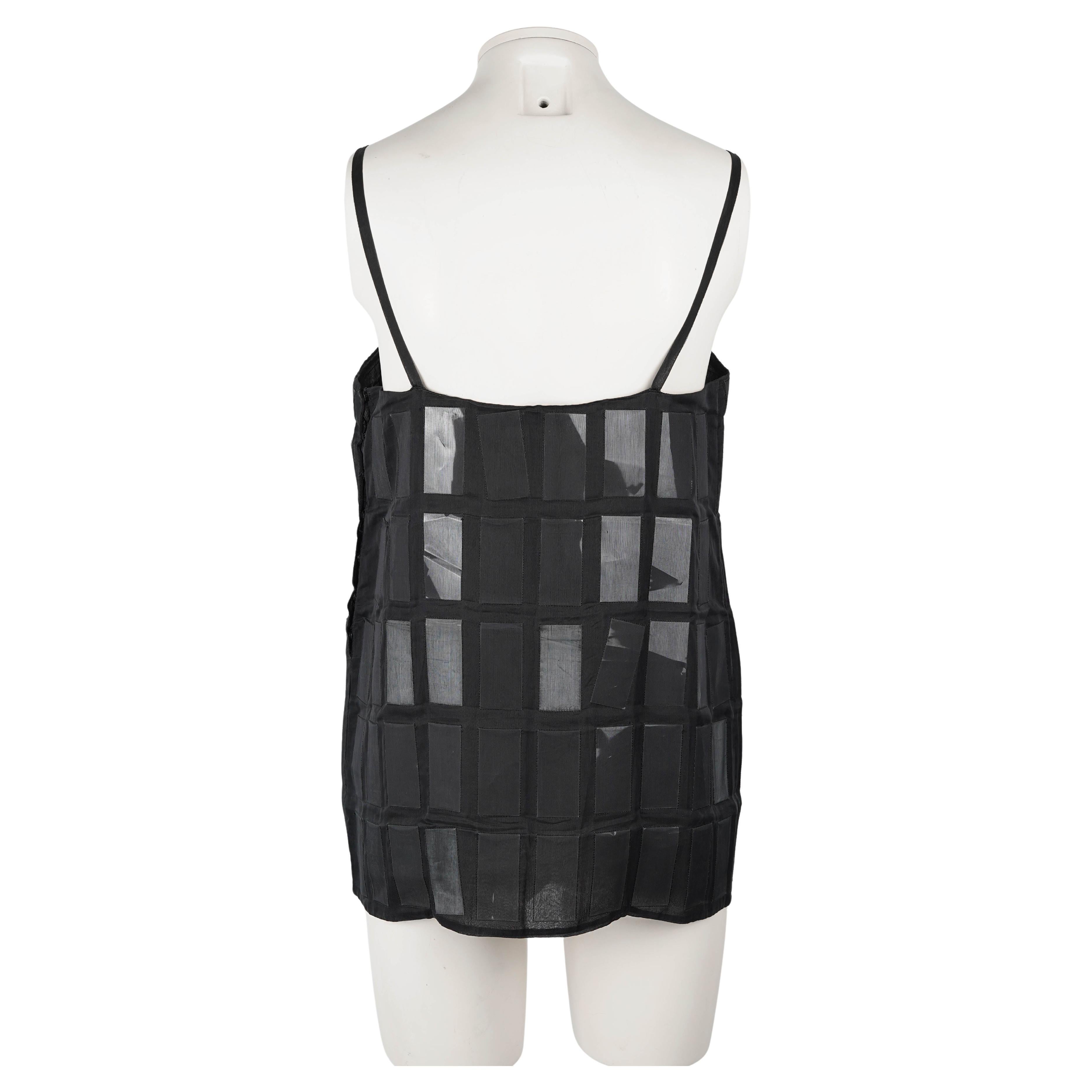 F/W 1998 Prada Runway Sheer Black Silk and Plastic Tile Camisole Top For Sale 4