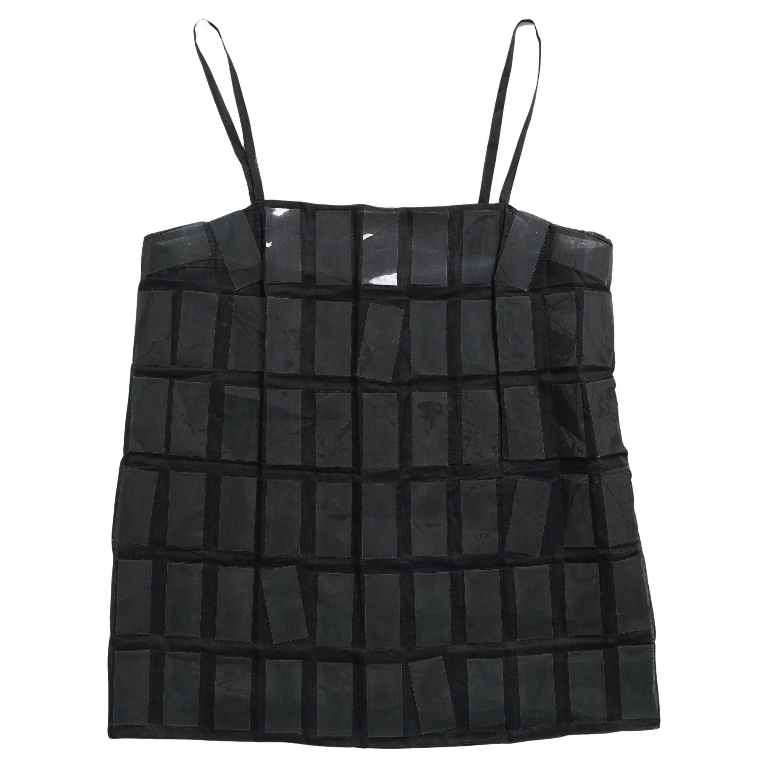 F/W 1998 Prada Runway Sheer Black Silk and Plastic Tile Camisole Top For Sale 5