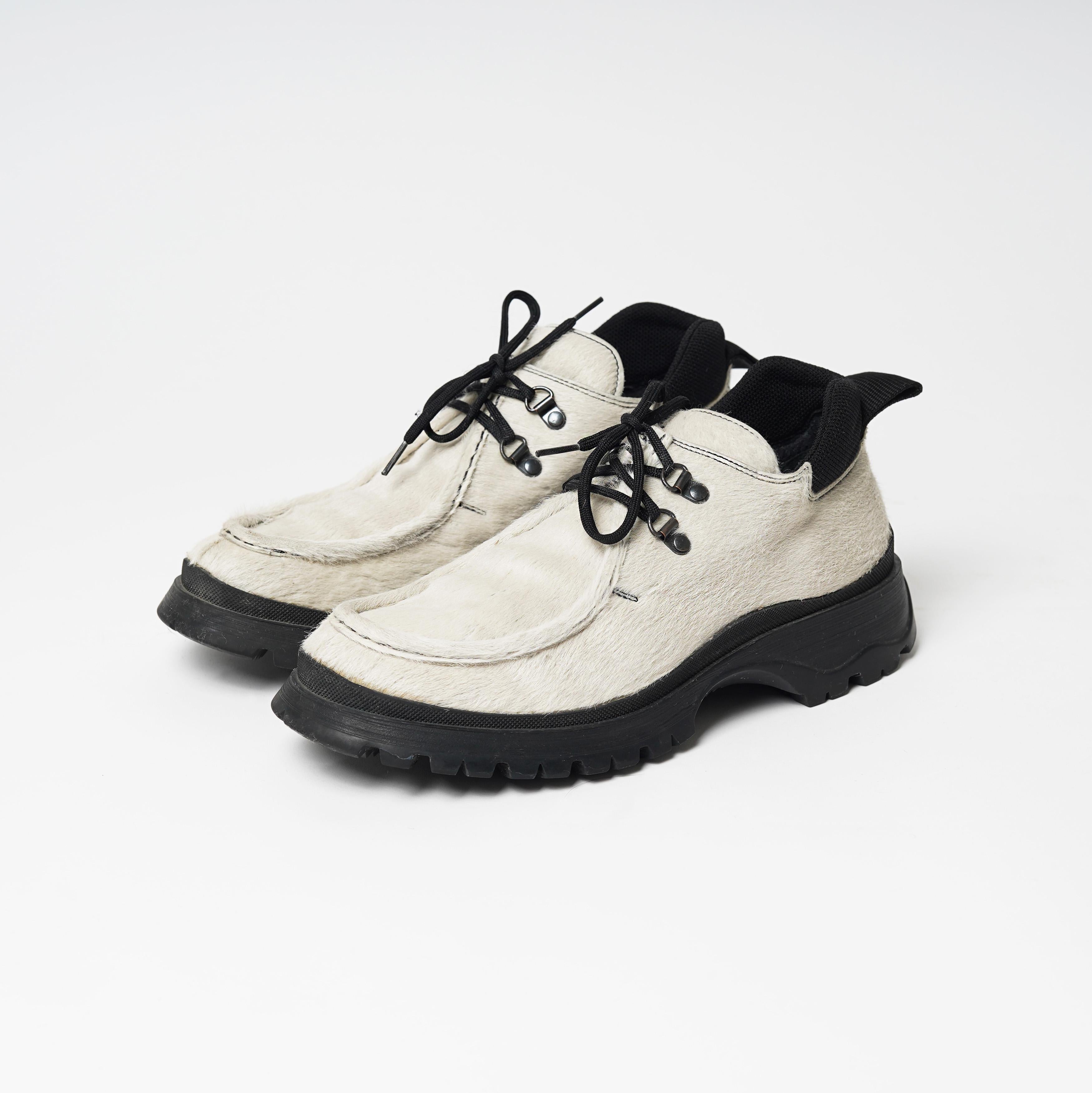 F/W 1998 Prada Sport White Pony Hair Chunky Rubber Sole Shoes In Good Condition For Sale In Berlin, DE