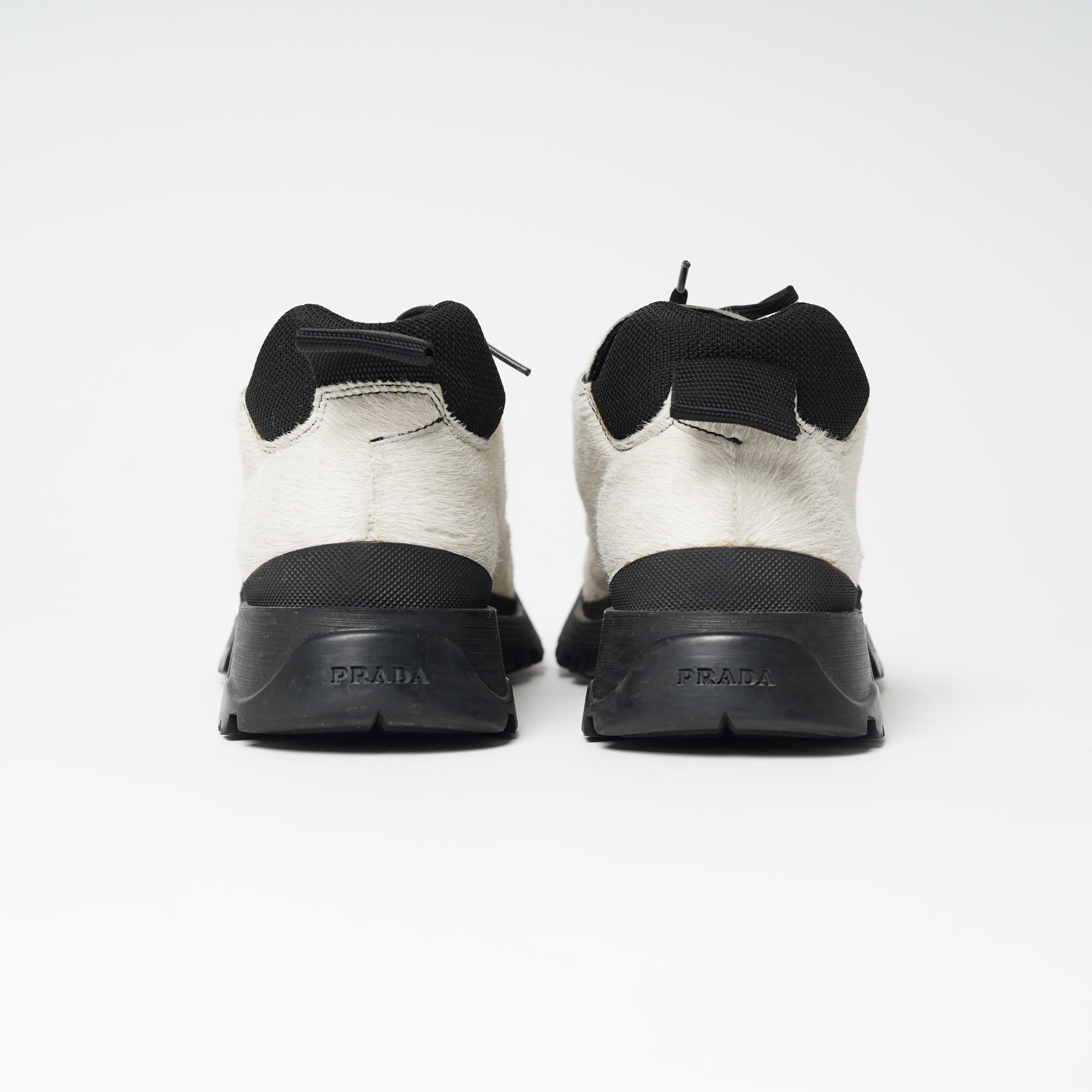 F/W 1998 Prada Sport White Pony Hair Chunky Rubber Sole Shoes For Sale 1