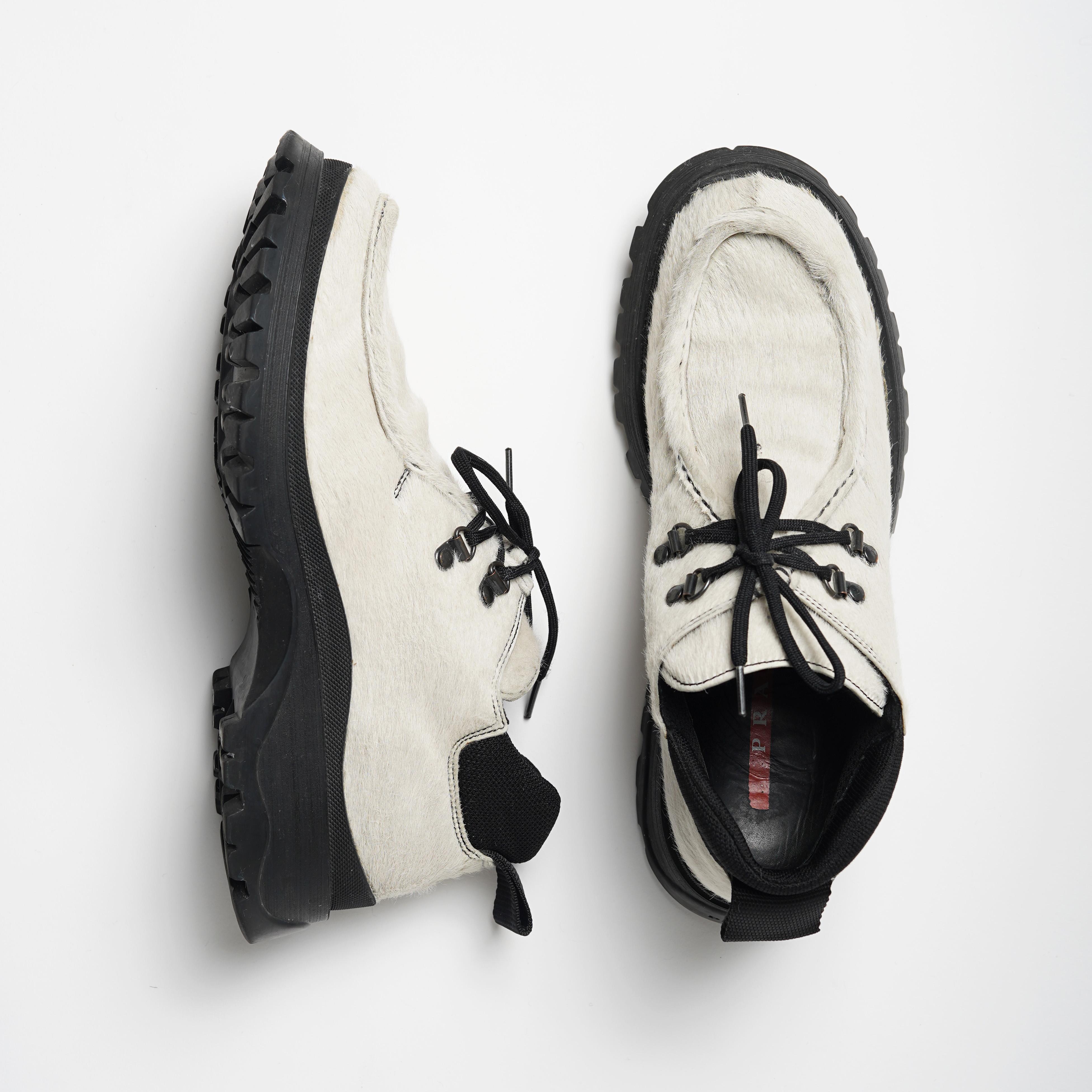 F/W 1998 Prada Sport White Pony Hair Chunky Rubber Sole Shoes For Sale 3