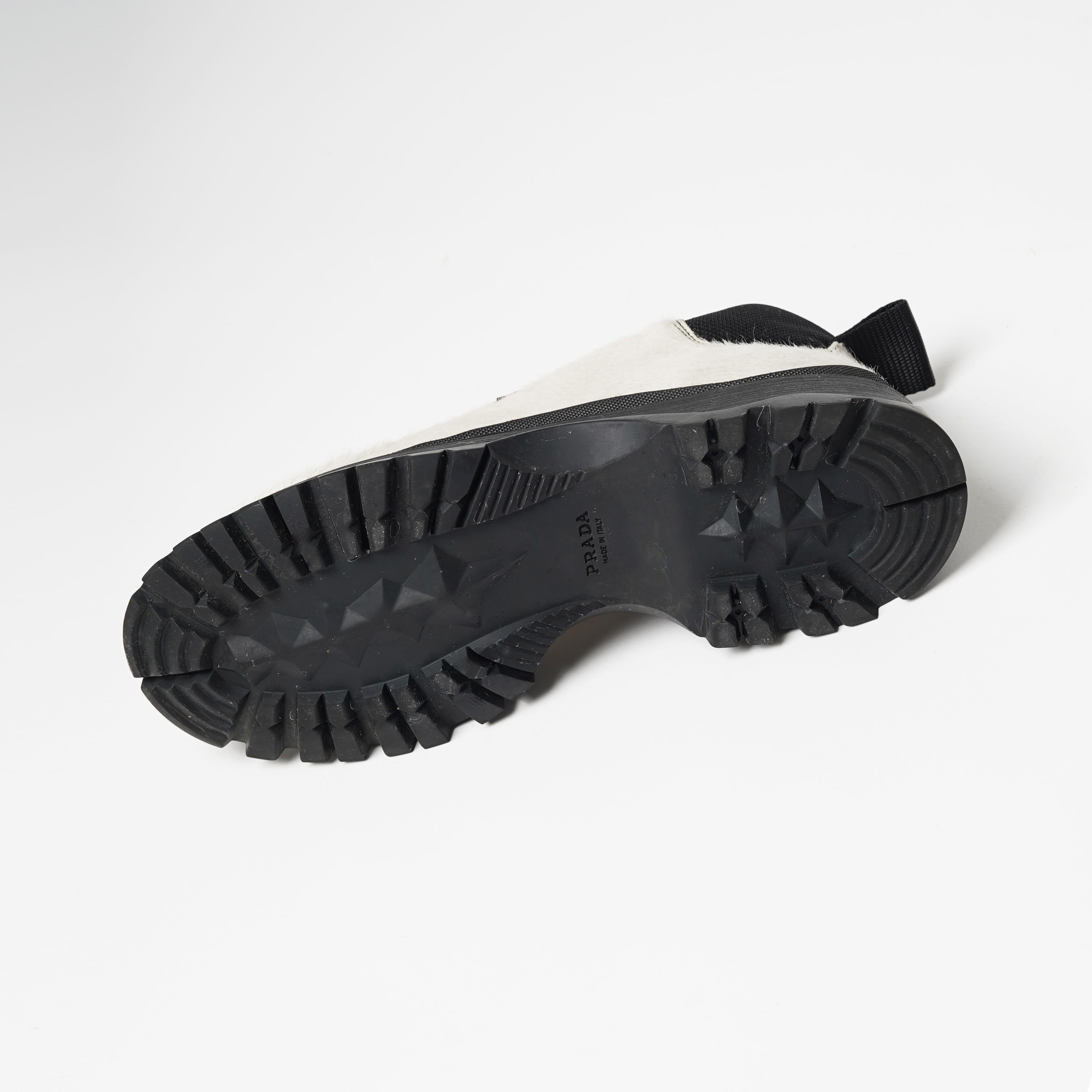 F/W 1998 Prada Sport White Pony Hair Chunky Rubber Sole Shoes For Sale 4