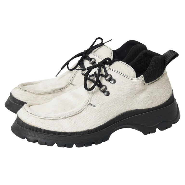 F/W 1998 Prada Sport Weiße Sole-Schuhe aus Ponyhaar mit klobigem