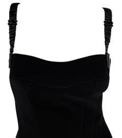 F/W 1998 Thierry Mugler 'Lingerie Revisited' Satin Garter Strap Black Dress