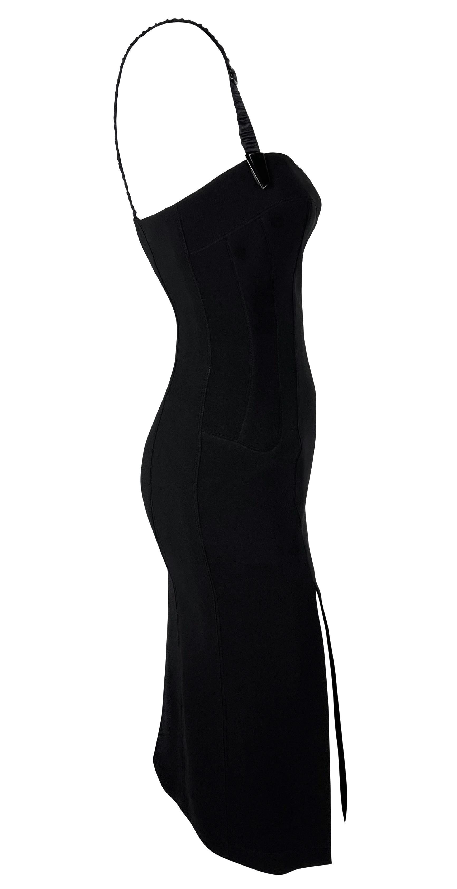 F/W 1998 Thierry Mugler 'Lingerie Revisited' Satin Garter Strap Black Dress For Sale 2